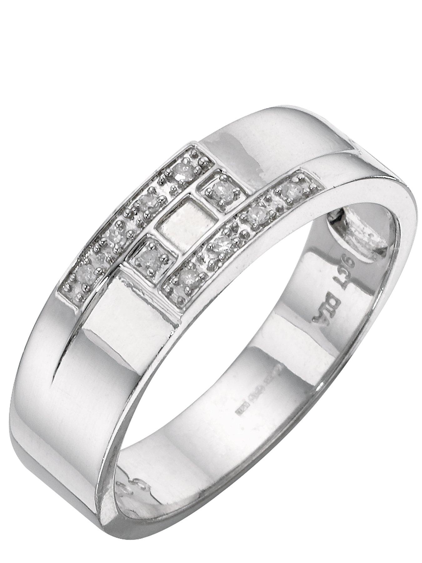 9 Carat White Gold 5 Point Diamond Wedding Band 6mm 9 Carat White Gold 5 Point Diamond Wedding Band 6mm