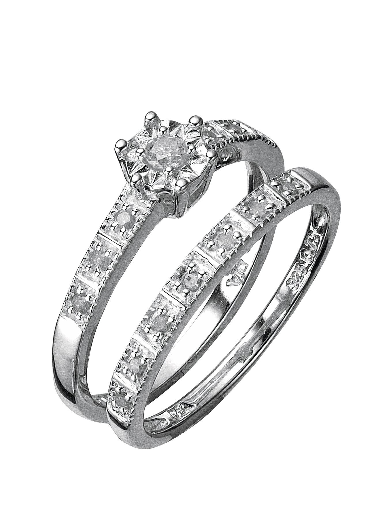 Sterling Silver 13 Point Diamond Bridal Set Sterling Silver 13 Point Diamond Bridal Set