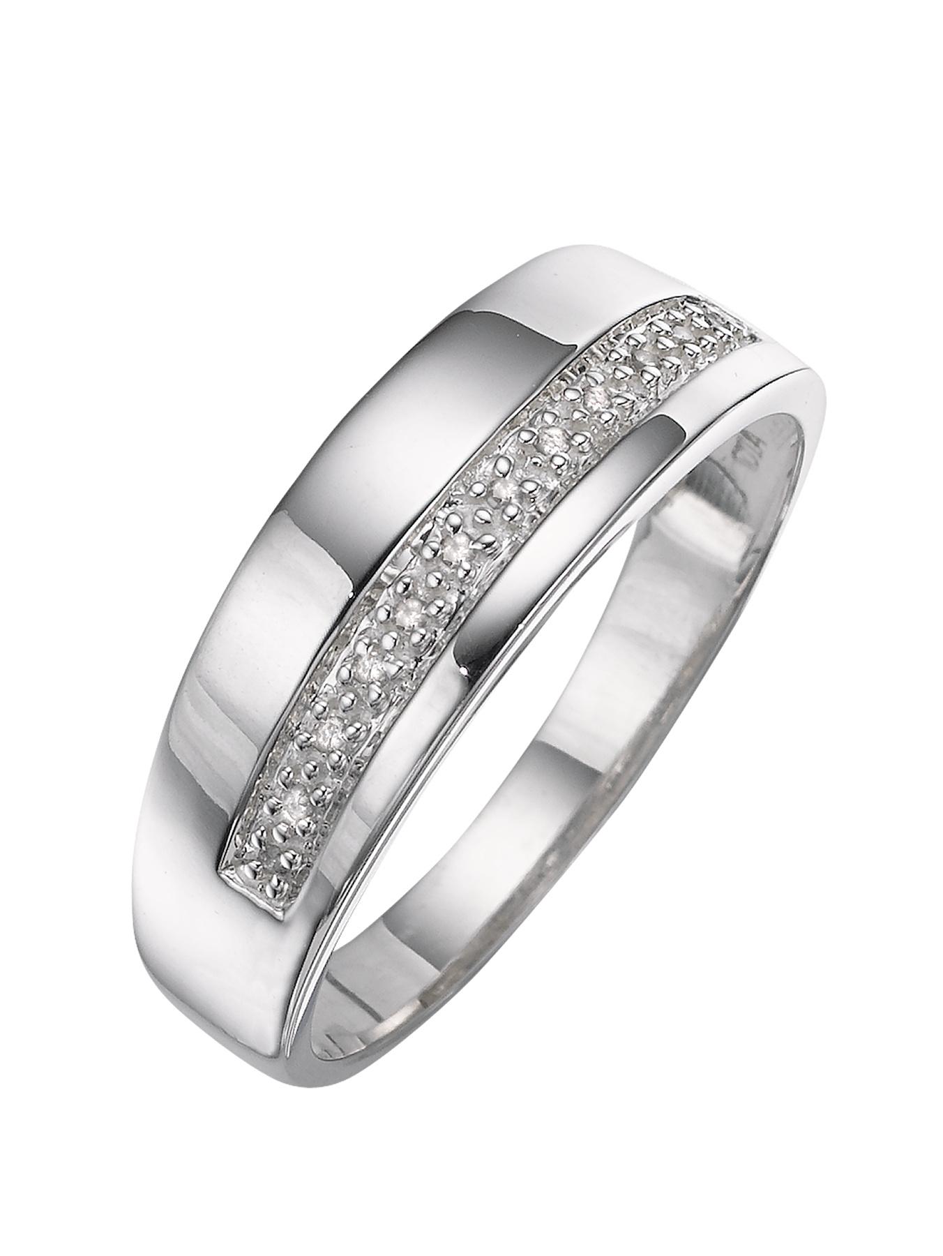 Silver and Diamond Band Ring Silver and Diamond Band Ring