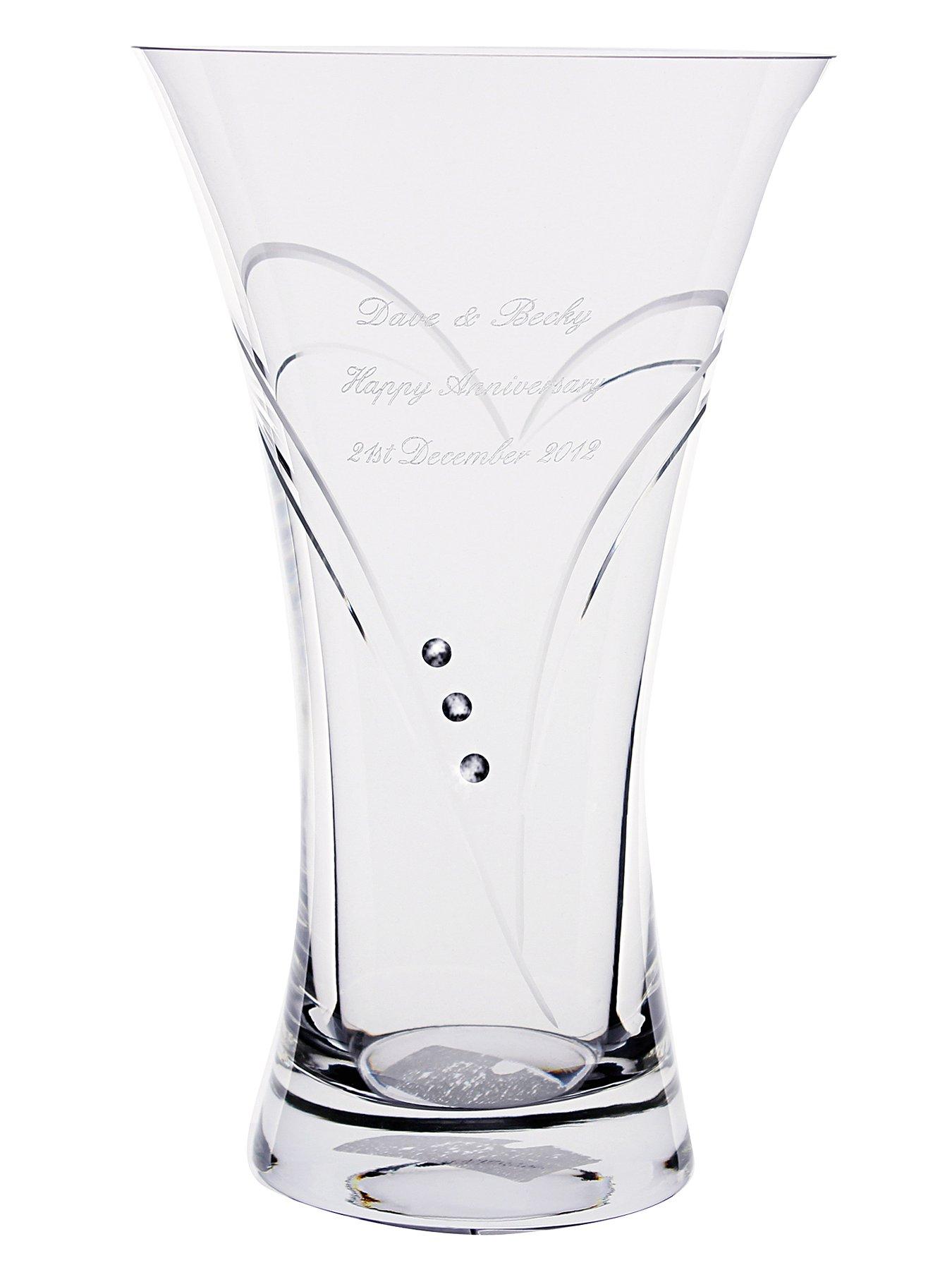 Personalised Hand Cut Heart Vase with Swarovski Crystal Elements Personalised Hand Cut Heart Vase with Swarovski Crystal Elements