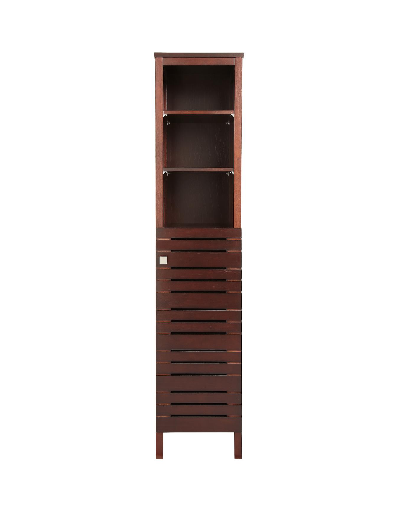 Slatted Tall Bathroom Cabinet - Dark Wood Slatted Tall Bathroom Cabinet - Dark Wood