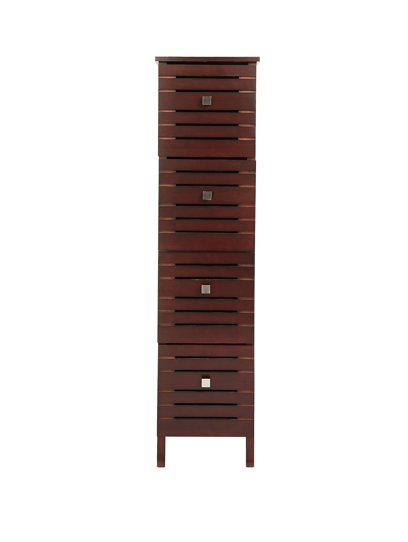Slatted 4-drawer Cabinet - Dark Wood Slatted 4-drawer Cabinet - Dark Wood