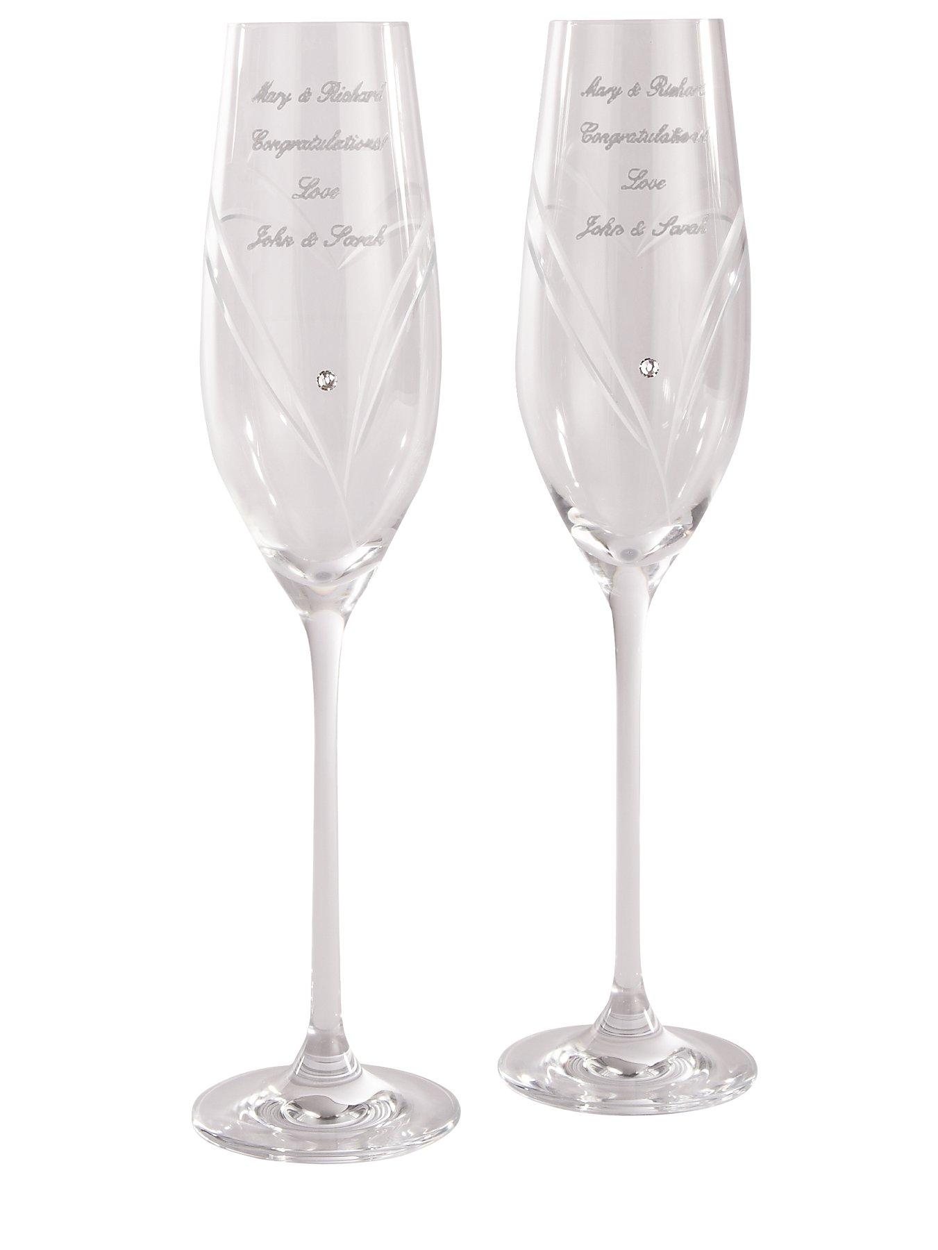 Personalised Heart Flutes with Swarovski Crystal Elements Personalised Heart Flutes with Swarovski Crystal Elements