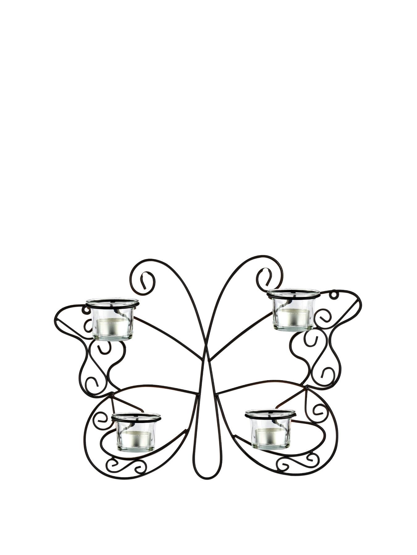 Butterfly Candle Holder Wall Art - Black Butterfly Candle Holder Wall Art - Black