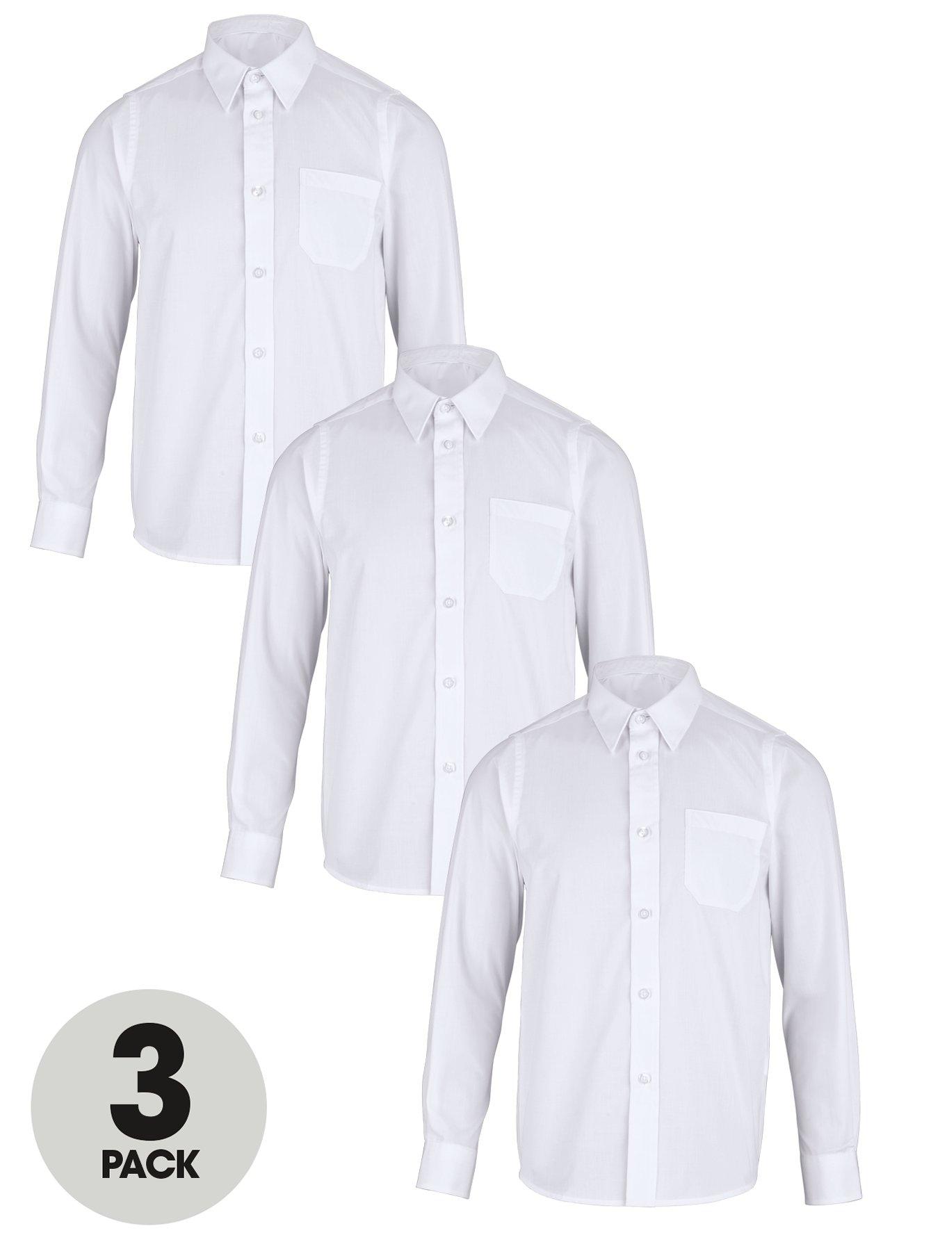 Boys Long Sleeve School Shirts (3 Pack), White,Blue Boys Long Sleeve School Shirts (3 Pack), White,Blue