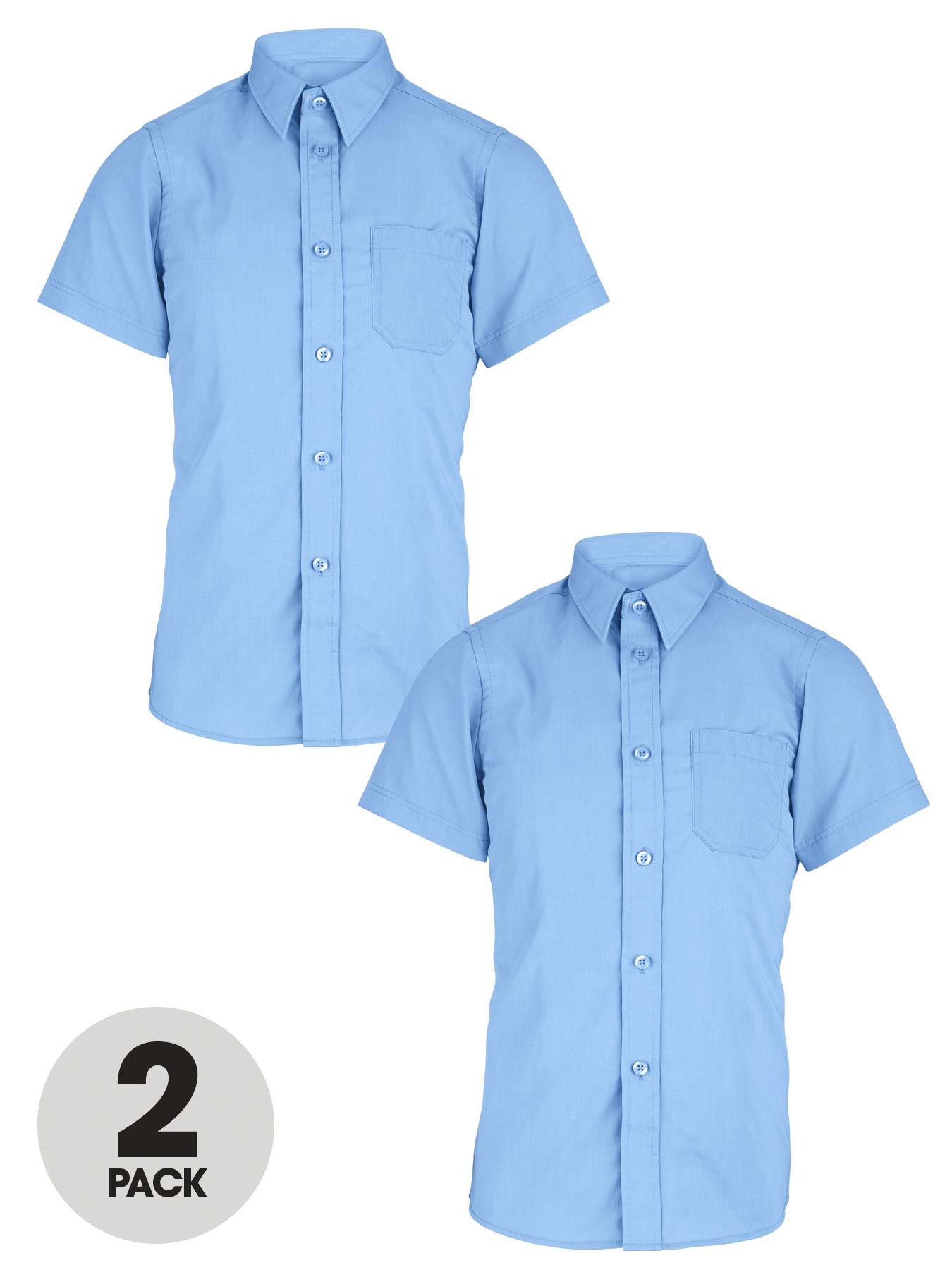 Boys Short Sleeve Shirts (2 Pack), Blue,White Boys Short Sleeve Shirts (2 Pack), Blue,White