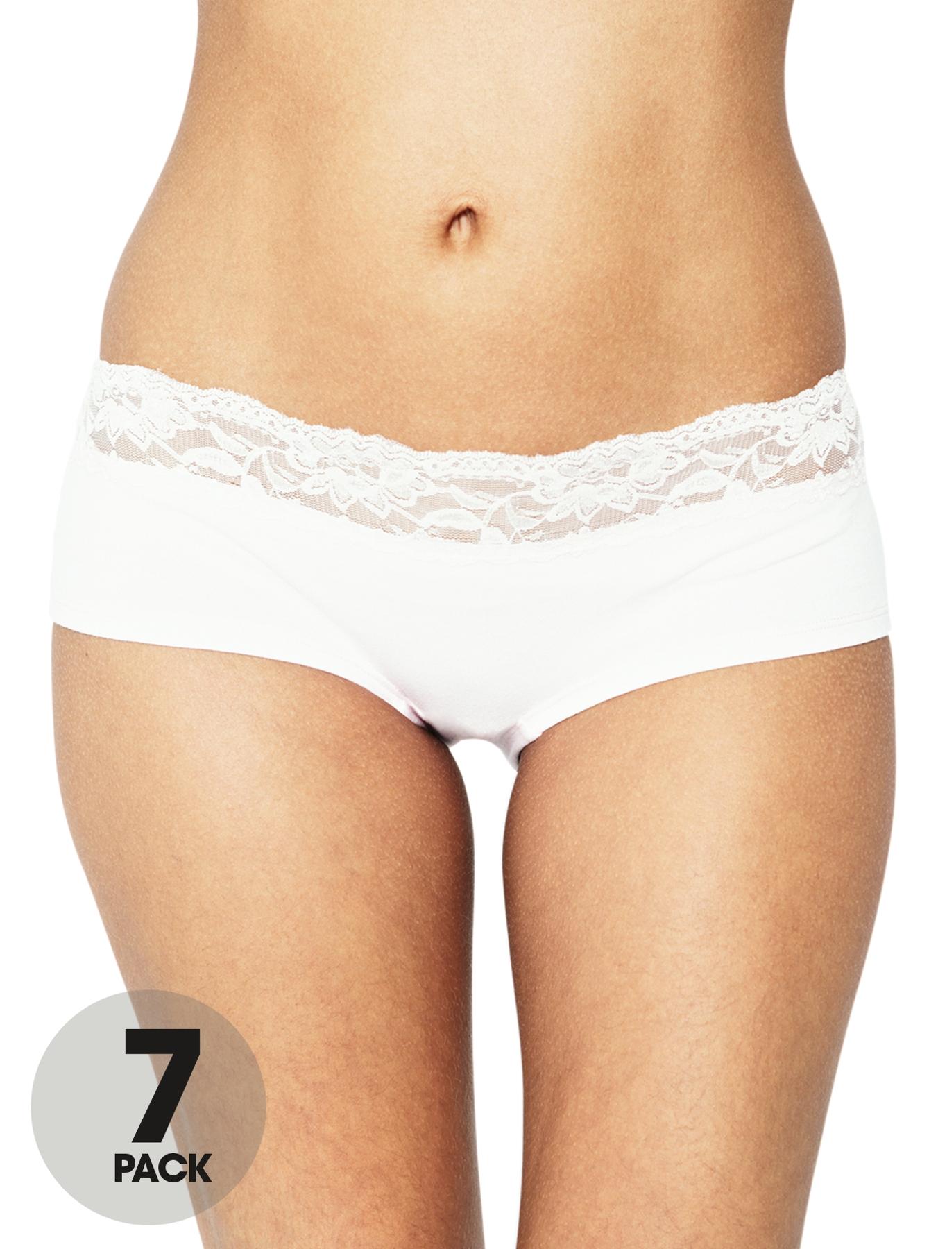 Lace Trim Shorts (7 Pack) - Black/White, Black Lace Trim Shorts (7 Pack) - Black/White, Black