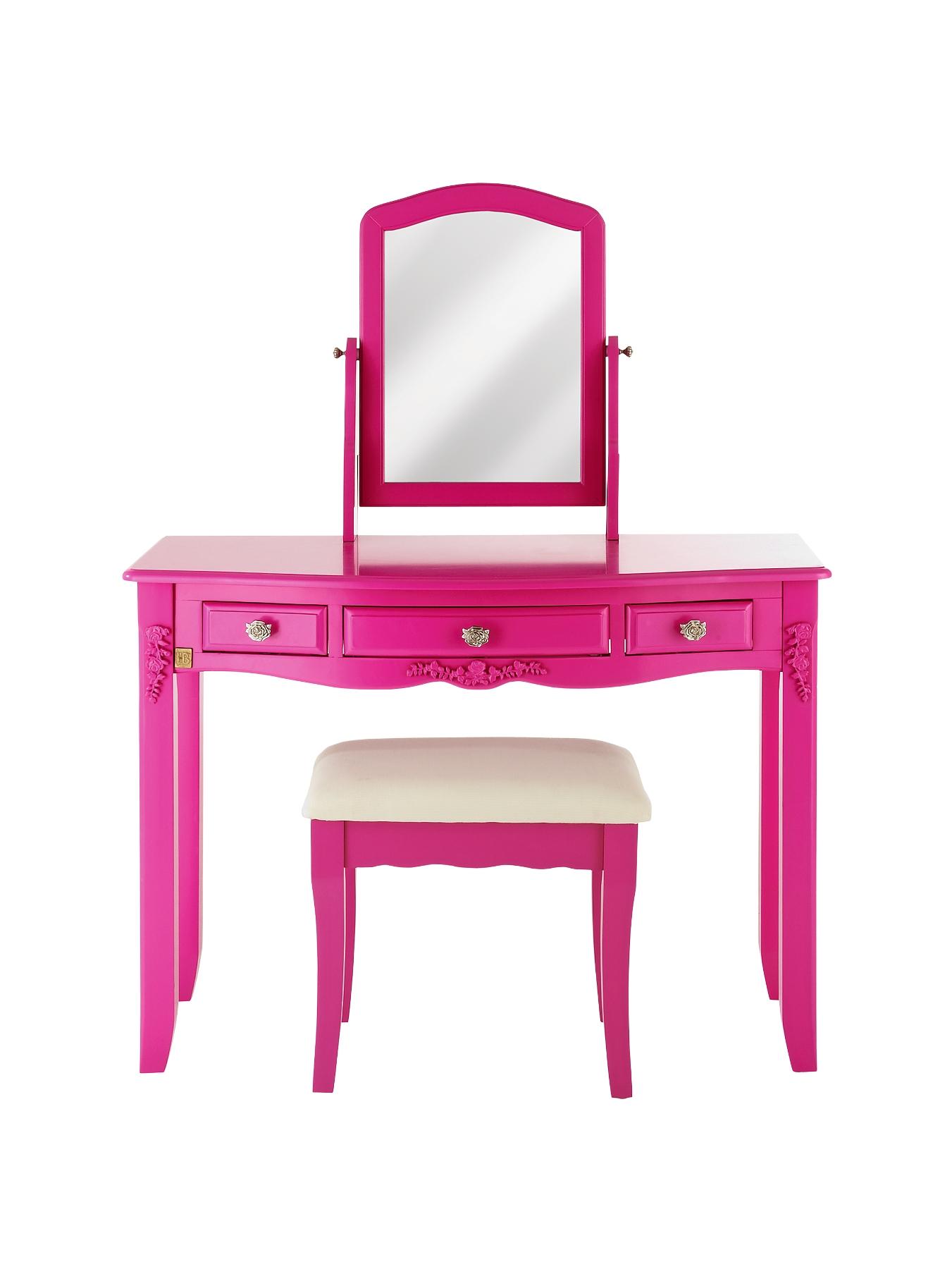 Bonjour Boudoir Kids Dressing Table, Stool and Mirror, Ivory,Pink Bonjour Boudoir Kids Dressing Table, Stool and Mirror, Ivory,Pink