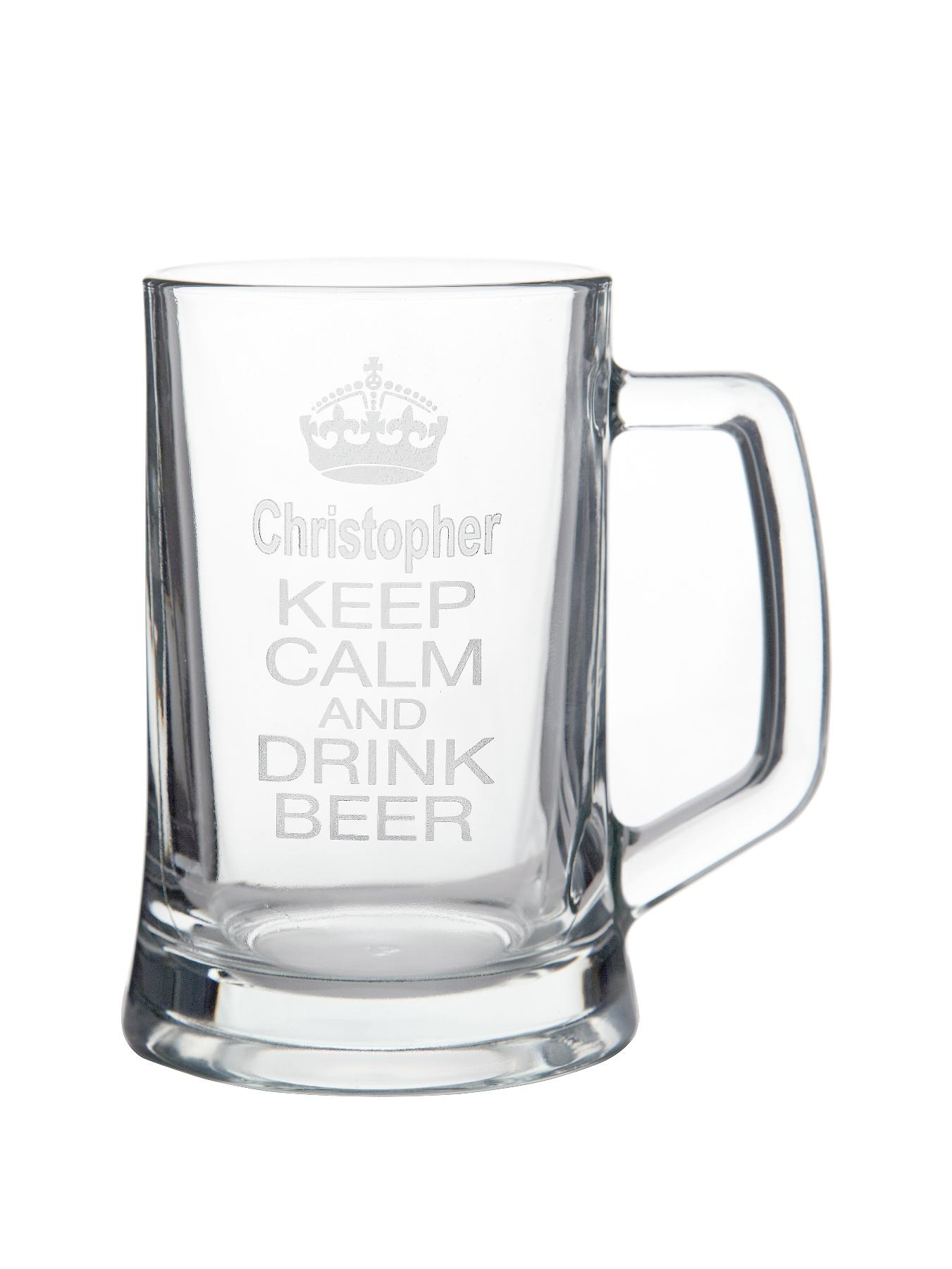 Personalised Keep Calm Glass Tankard Personalised Keep Calm Glass Tankard