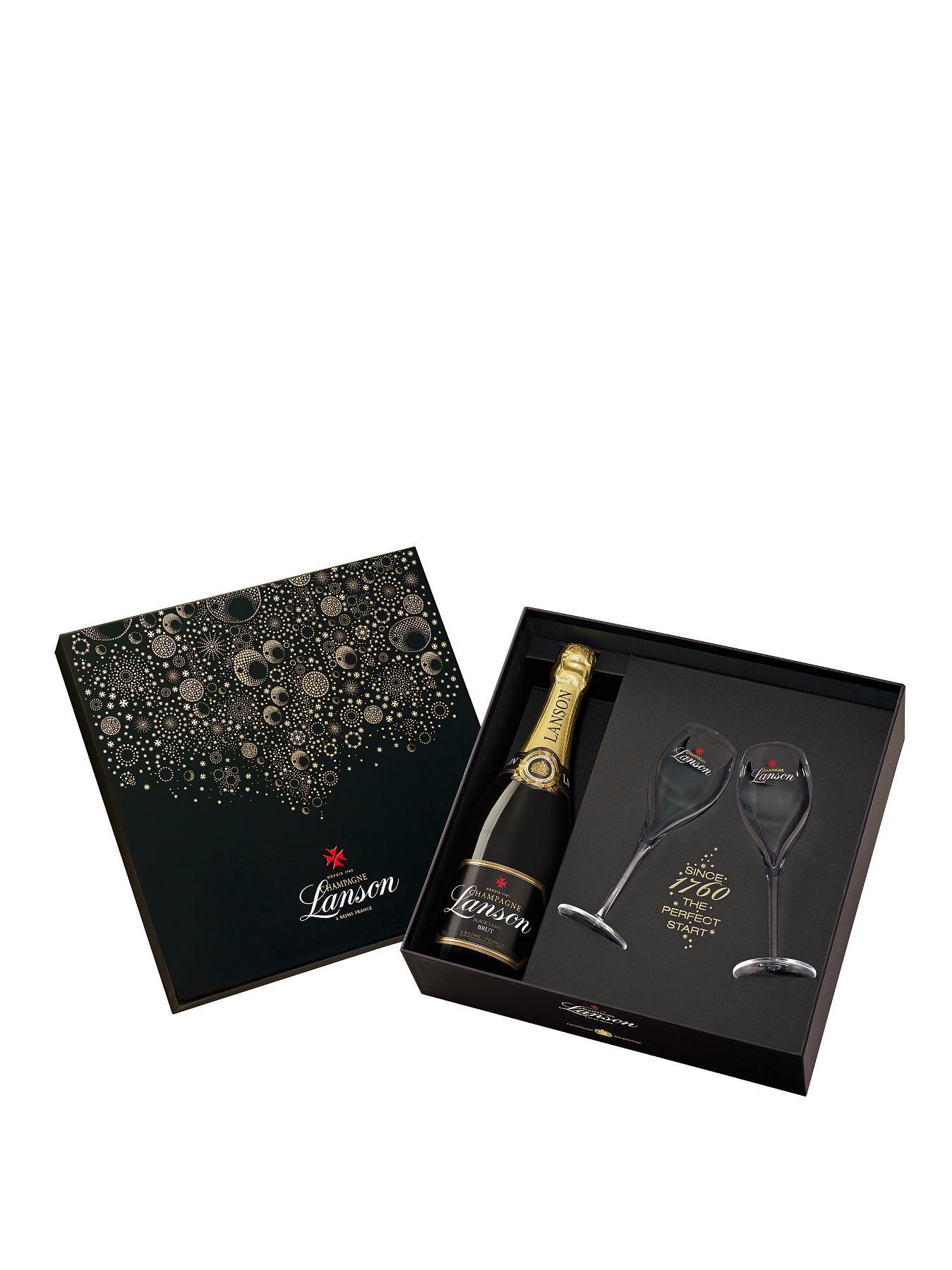 Black Label Champagne Deluxe Gift Pack with 2 Clear Champagne Flutes Black Label Champagne Deluxe Gift Pack with 2 Clear Champagne Flutes