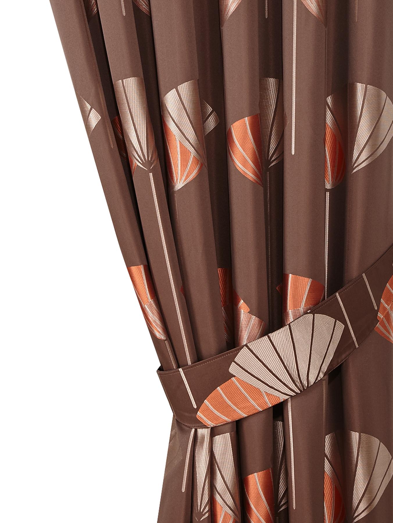Dandelion Jacquard Tie-backs (pair), Chocolate,Black Dandelion Jacquard Tie-backs (pair), Chocolate,Black