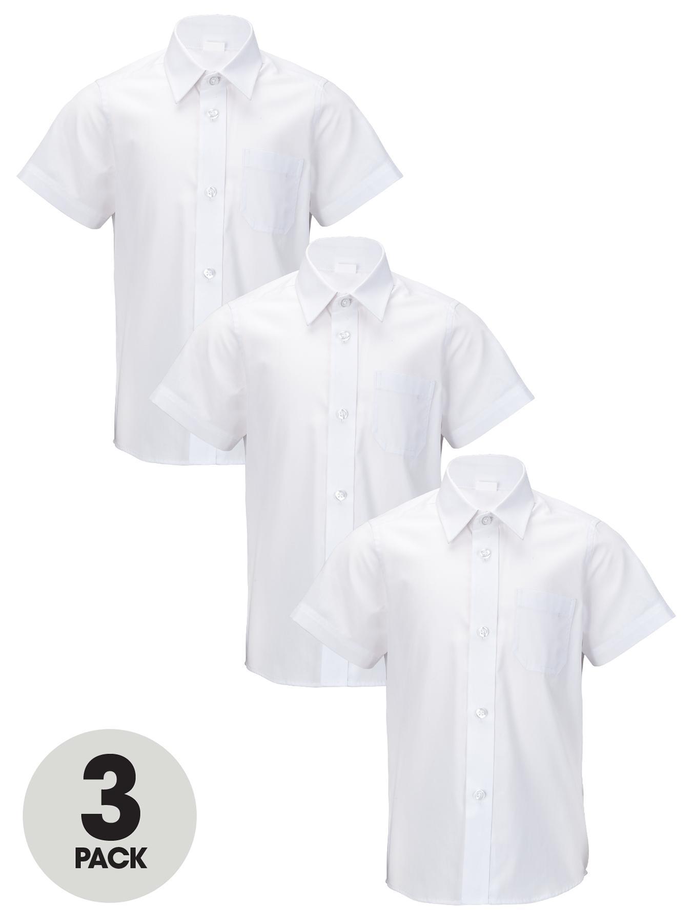 Boys Short Sleeve School Shirts (3 Pack), White,Blue Boys Short Sleeve School Shirts (3 Pack), White,Blue