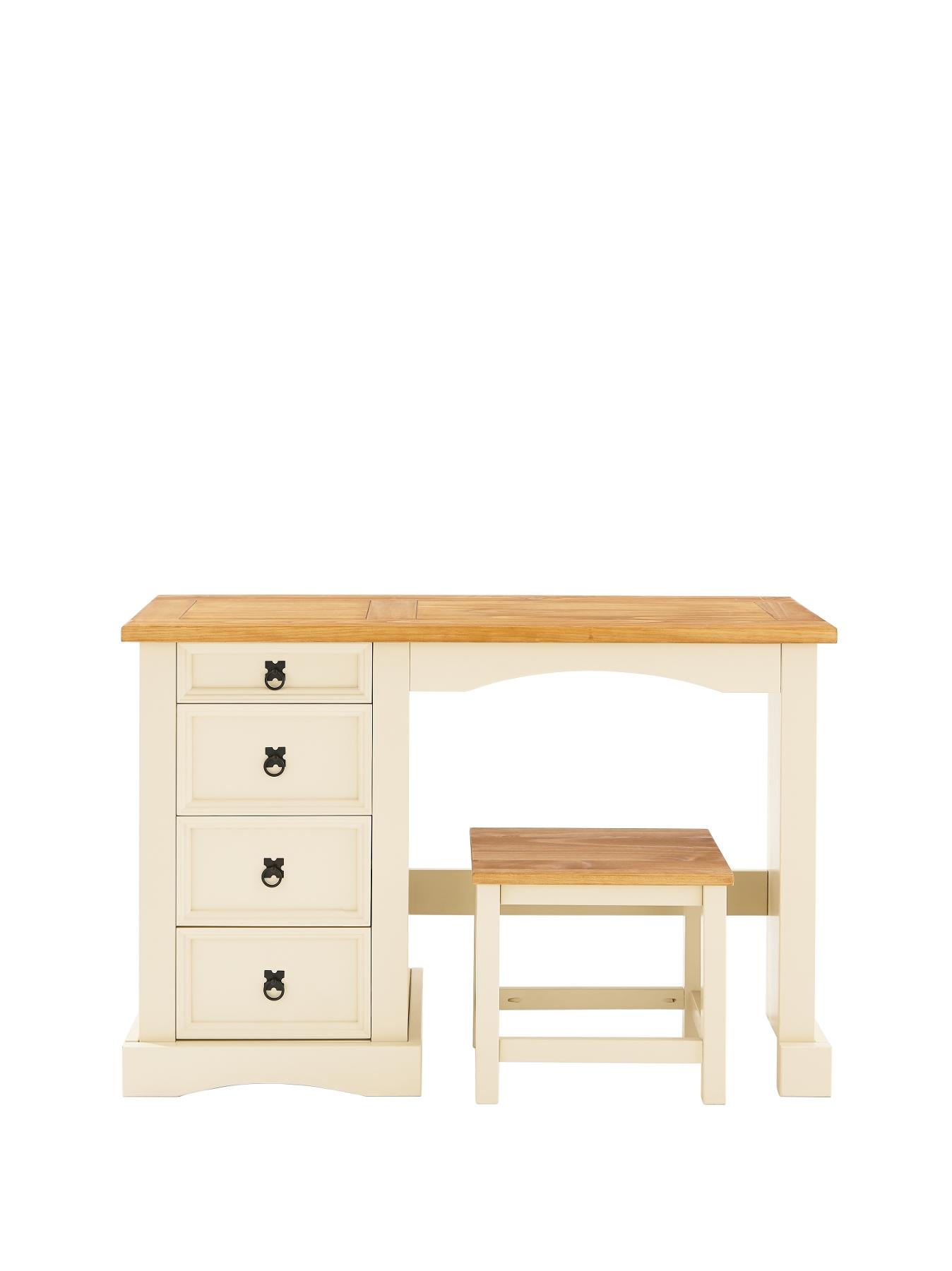 Corona Painted Double Dressing Table and Stool Set, Cream Corona Painted Double Dressing Table and Stool Set, Cream