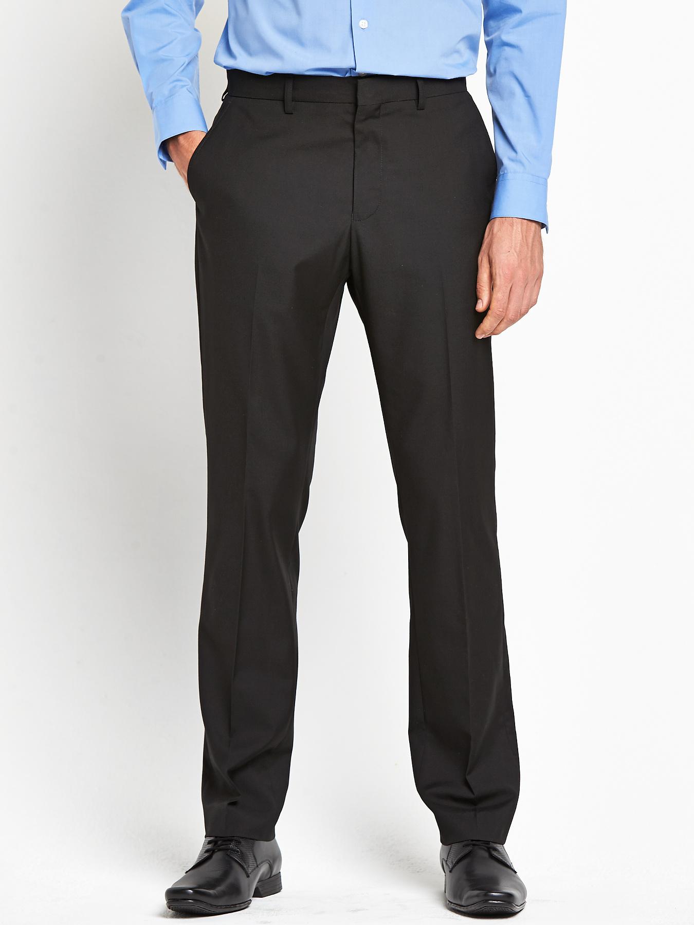 Mens Tailored Suit Trousers - Black, Black Mens Tailored Suit Trousers - Black, Black