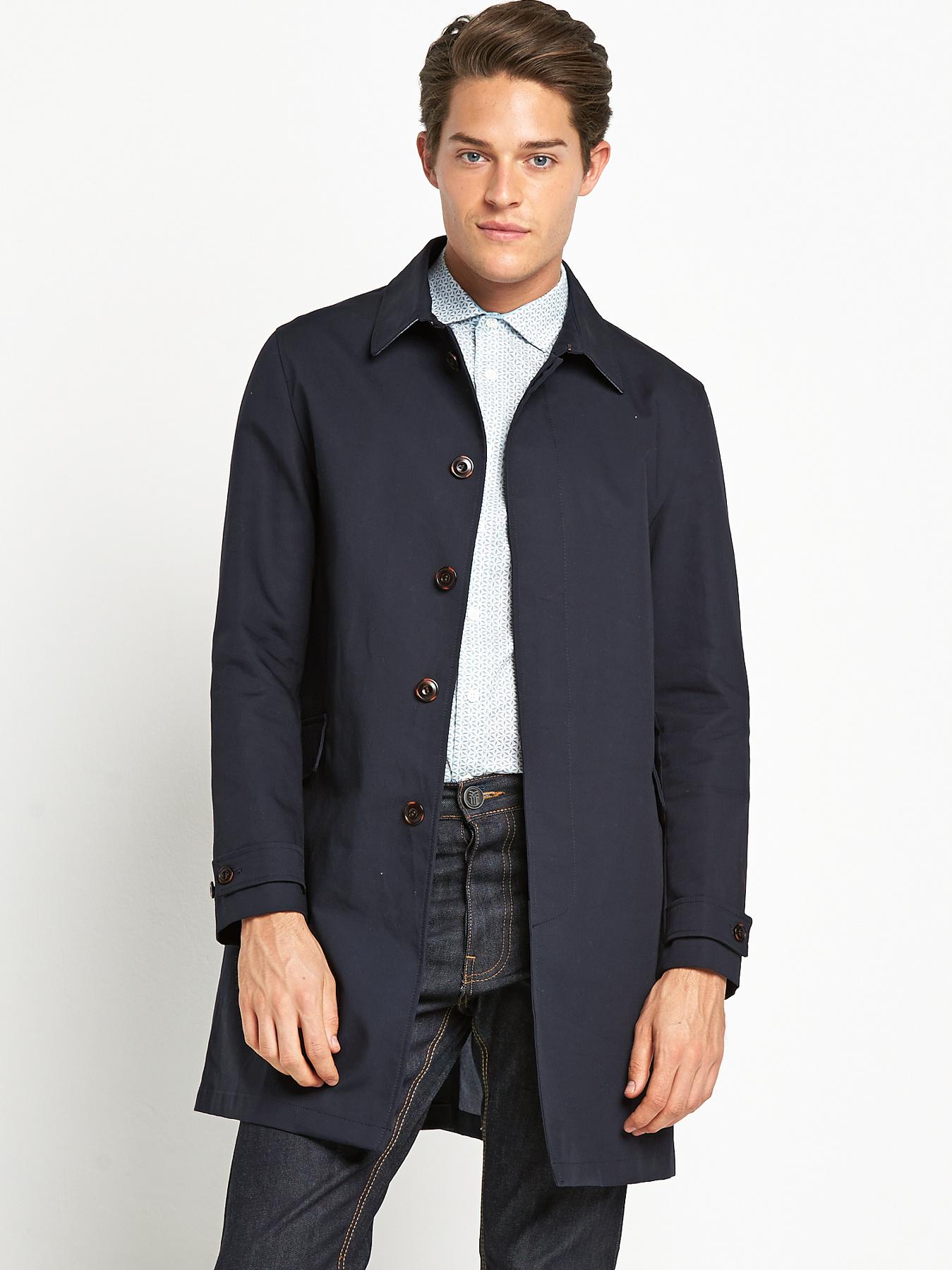 Mens Single Breasted Mac, Navy Mens Single Breasted Mac, Navy