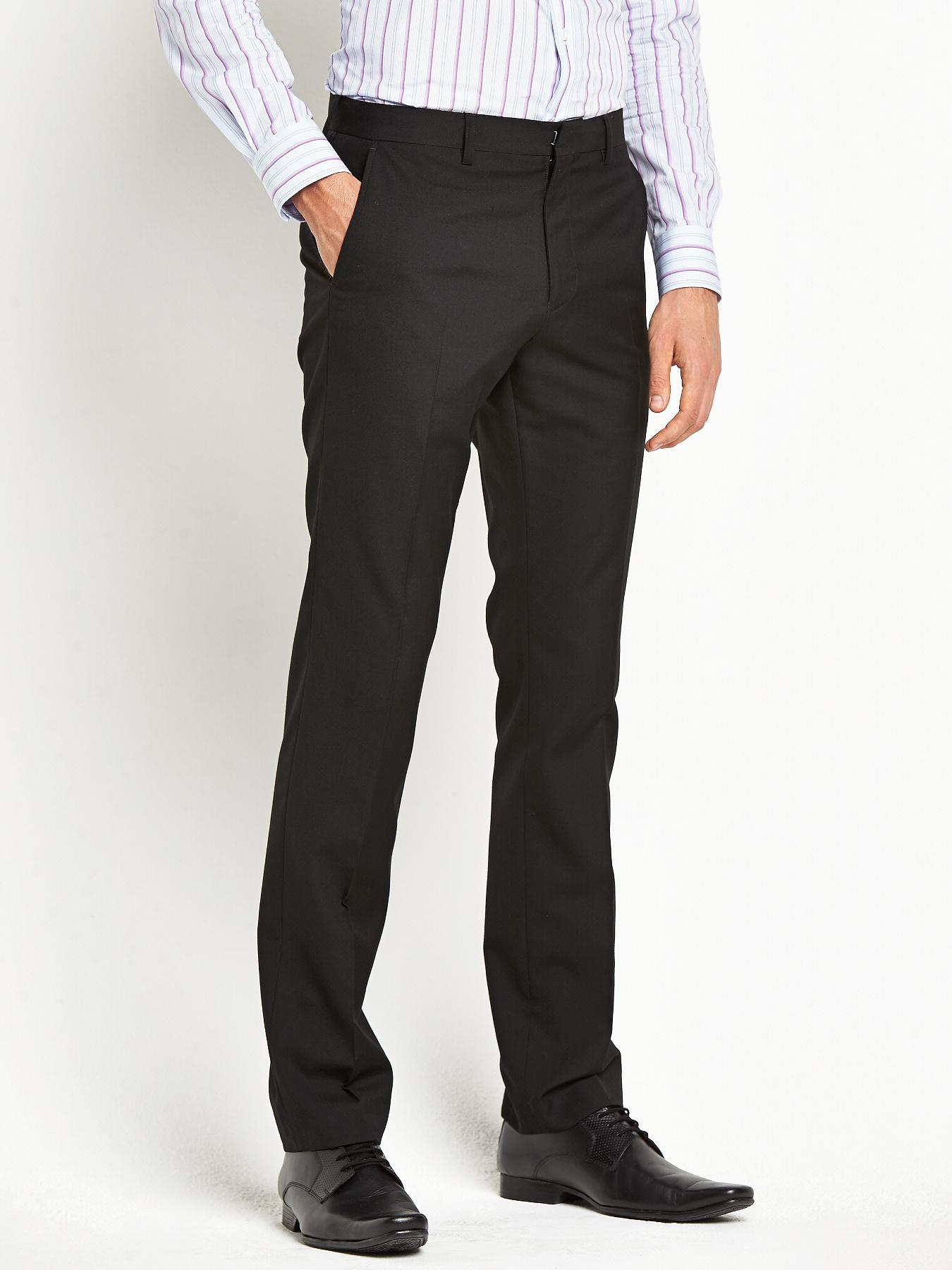 Mens Slim Suit Trousers - Black, Black Mens Slim Suit Trousers - Black, Black