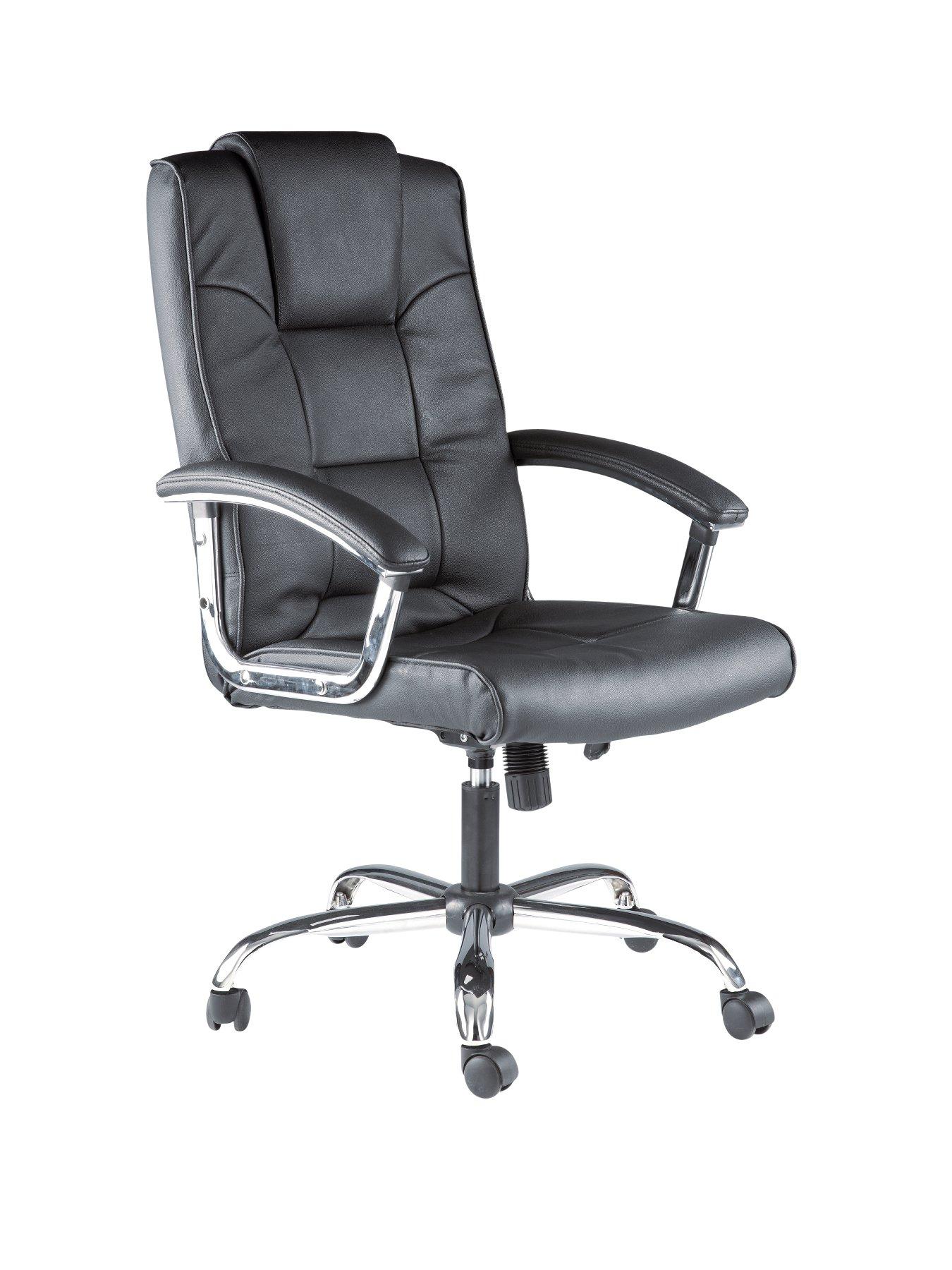 Houston Leather Office Chair, Black,Cream Houston Leather Office Chair, Black,Cream