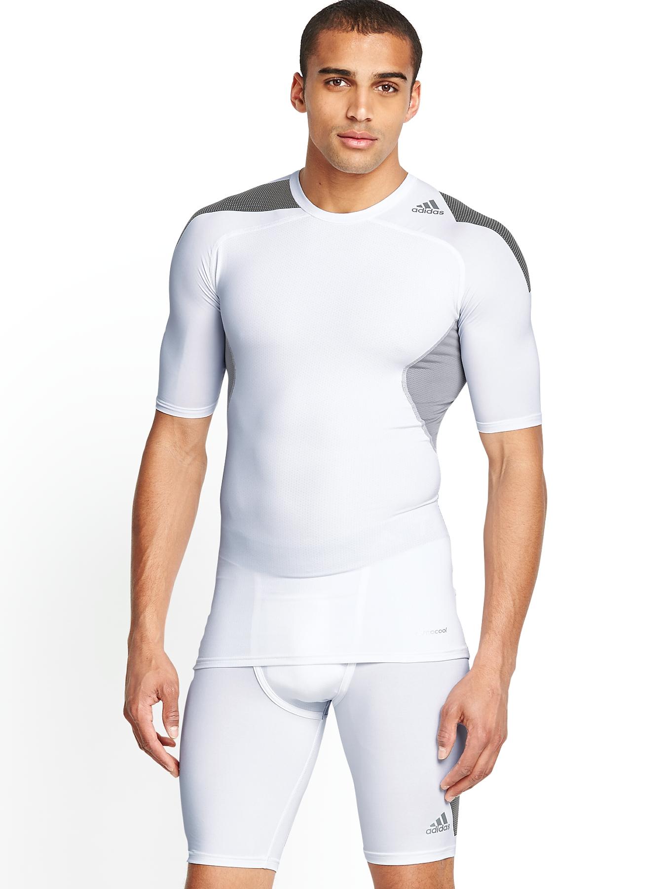 Mens TechFit Cool Short Sleeved Baselayer Top, White Mens TechFit Cool Short Sleeved Baselayer Top, White