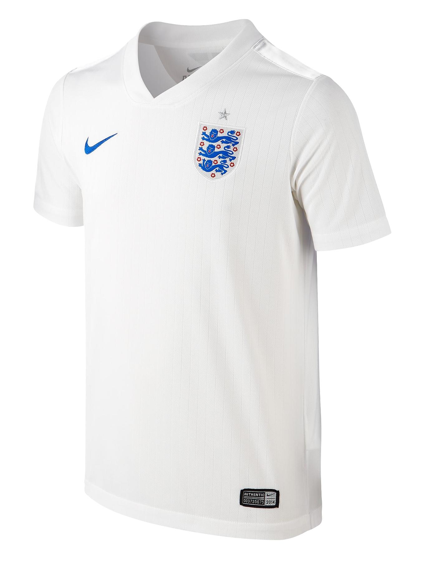 England 2014/15 Junior Short Sleeved Home Shirt, White England 2014/15 Junior Short Sleeved Home Shirt, White
