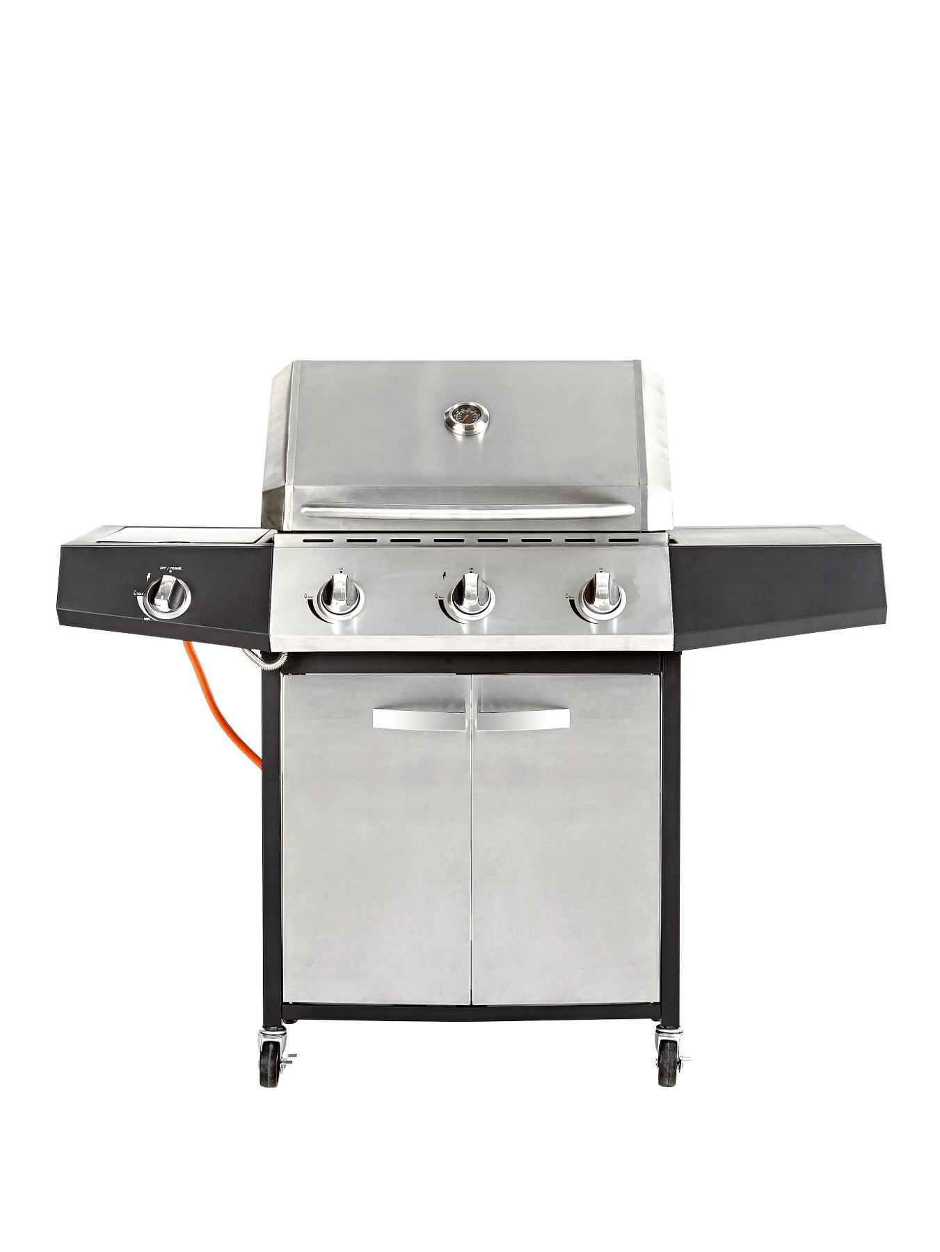 3 Burner Gas BBQ with Side Burner - Stainless Steel 3 Burner Gas BBQ with Side Burner - Stainless Steel