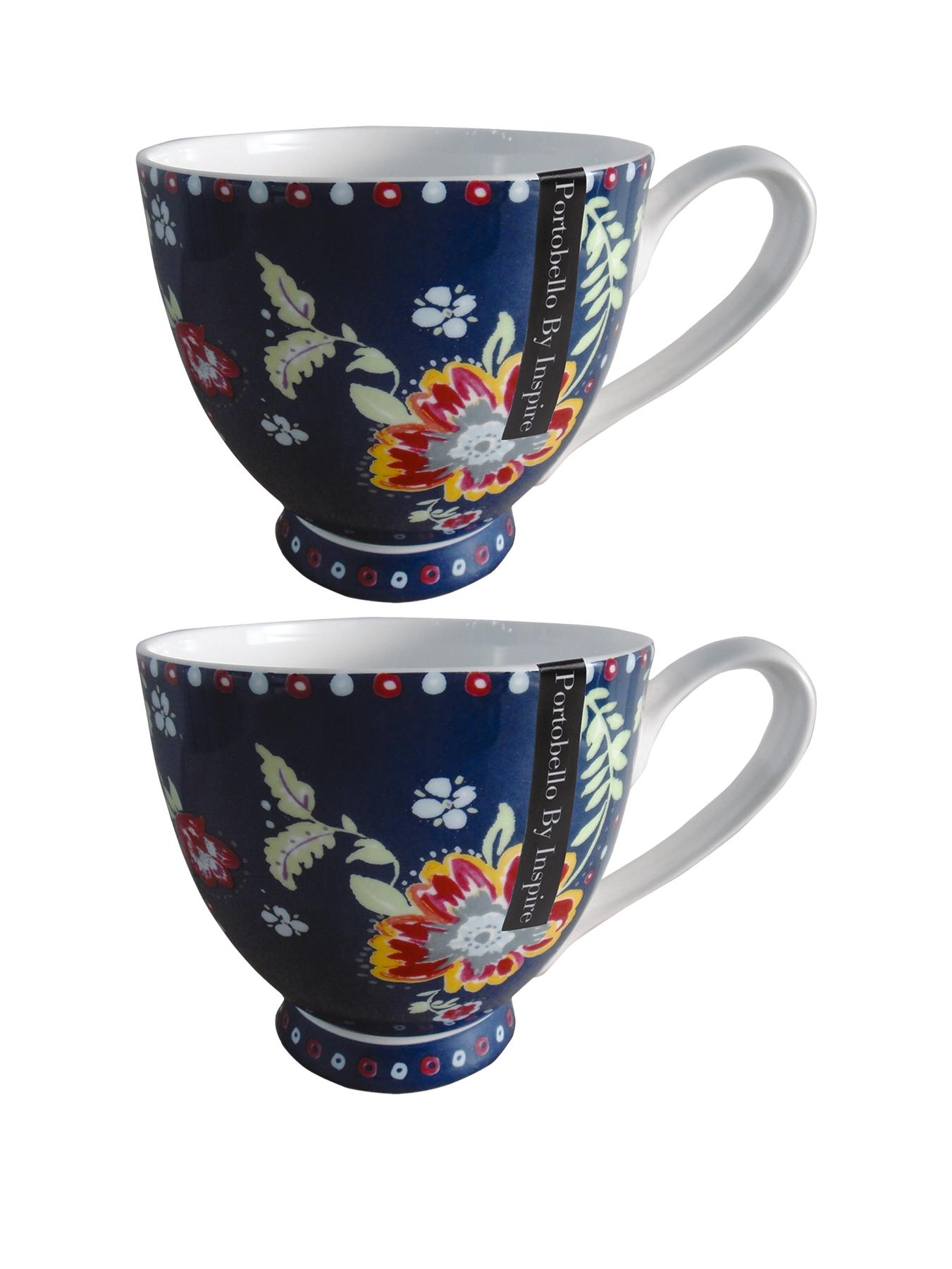 Boho Footed Mugs (Set of 2) - Multi Boho Footed Mugs (Set of 2) - Multi