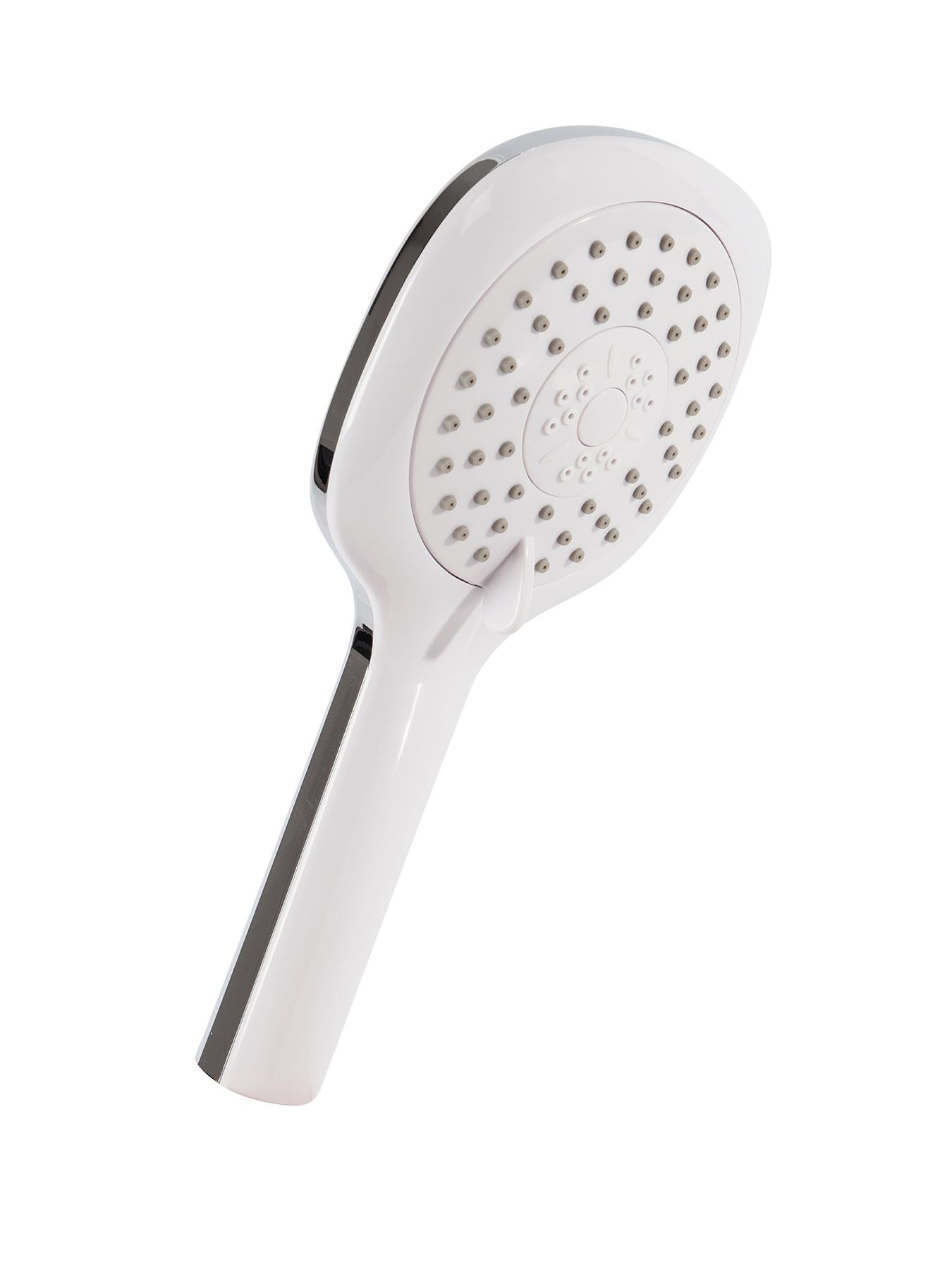 Chrome/White Linear 3 Function Shower Head, White Chrome/White Linear 3 Function Shower Head, White