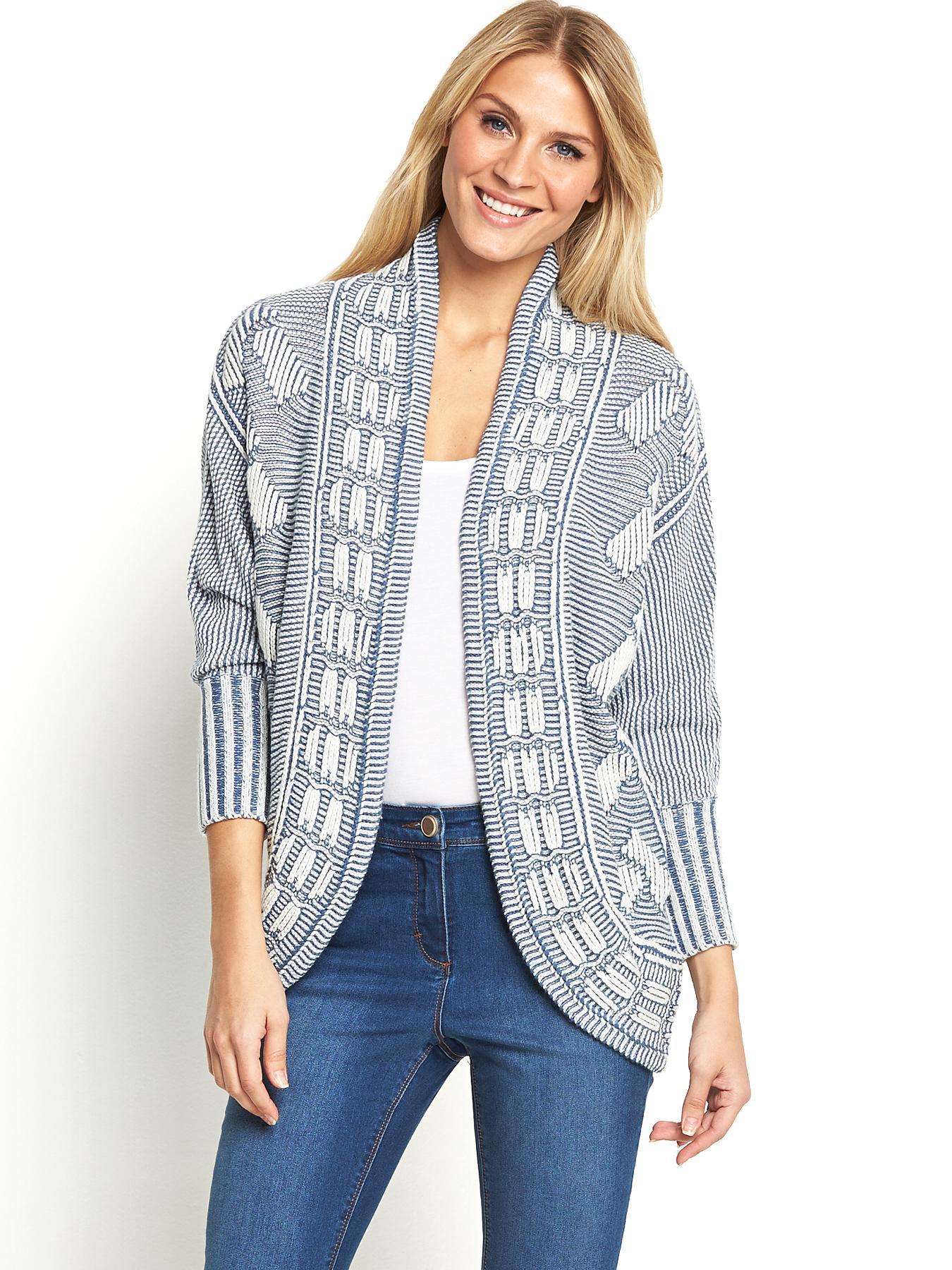 Cocoon Cardigan, Blue,Grey Cocoon Cardigan, Blue,Grey