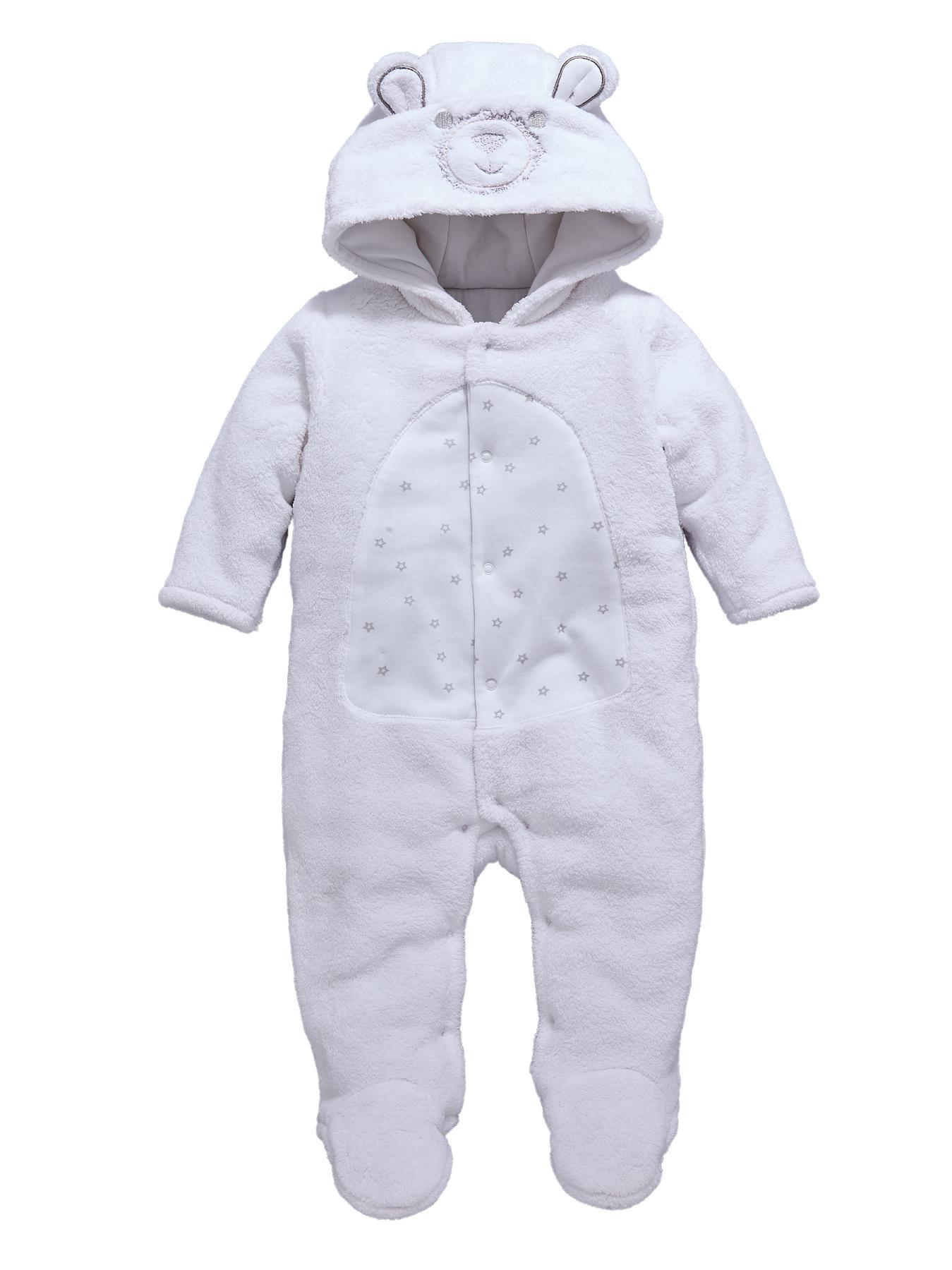 Unisex Baby Bear All-in-One, White Unisex Baby Bear All-in-One, White