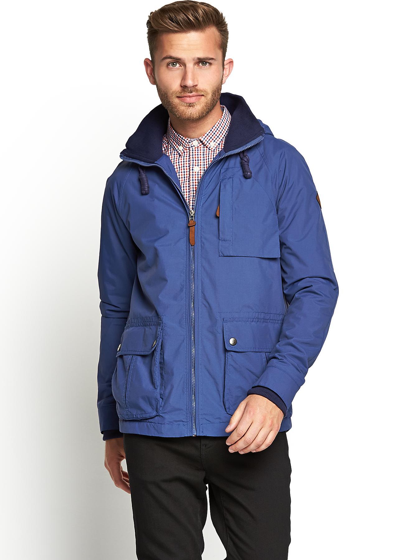 Mens Hooded Ripstop Jacket, Blue Mens Hooded Ripstop Jacket, Blue