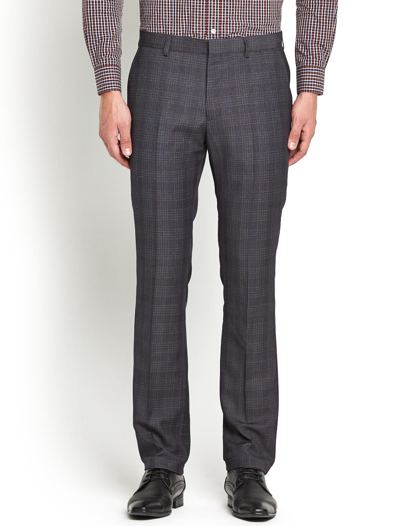 Mens Suit Trousers - Brown Check, Brown Mens Suit Trousers - Brown Check, Brown