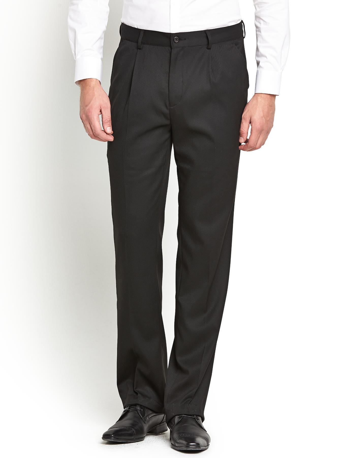 Mens Pleat Front Trousers, Black Mens Pleat Front Trousers, Black