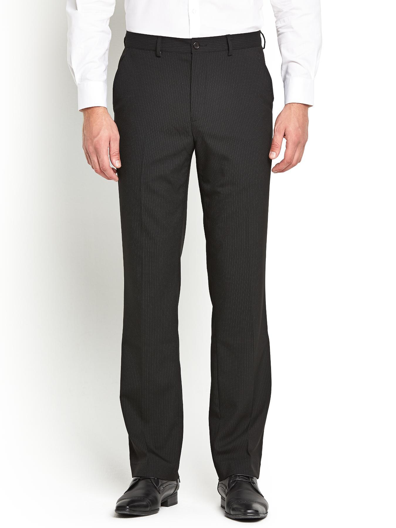 Mens Flat Front Smart Trousers, Black Mens Flat Front Smart Trousers, Black