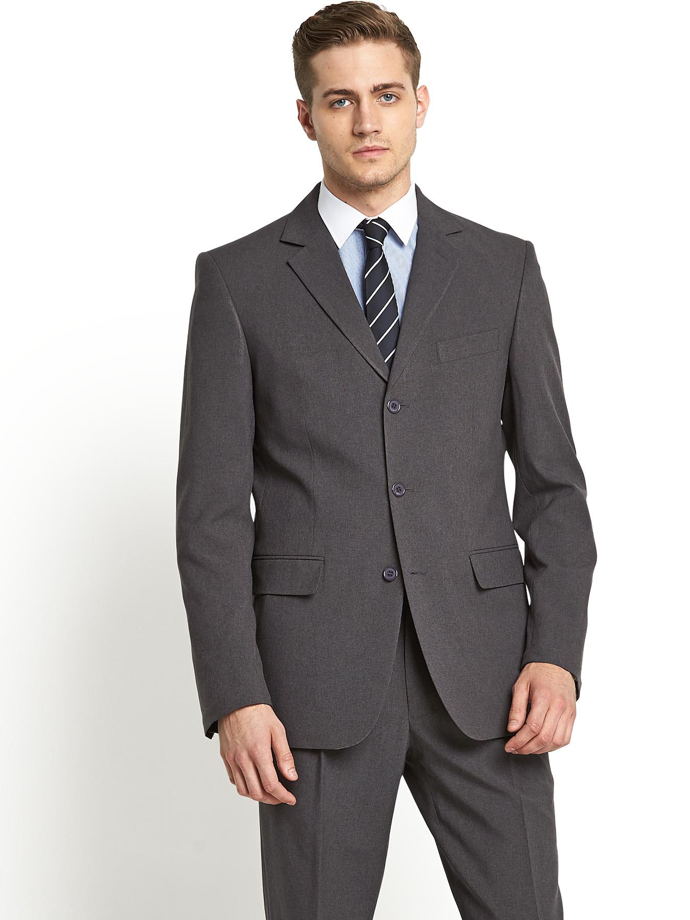 Mens Single Breasted Jacket Regular Fit, Grey Mens Single Breasted Jacket Regular Fit, Grey