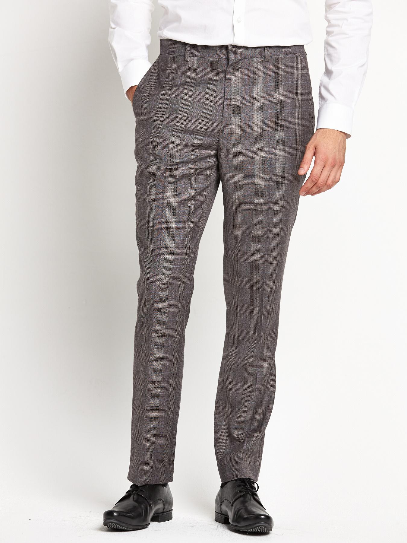 Mens Peak Lapel Suit Trousers, Grey Mens Peak Lapel Suit Trousers, Grey
