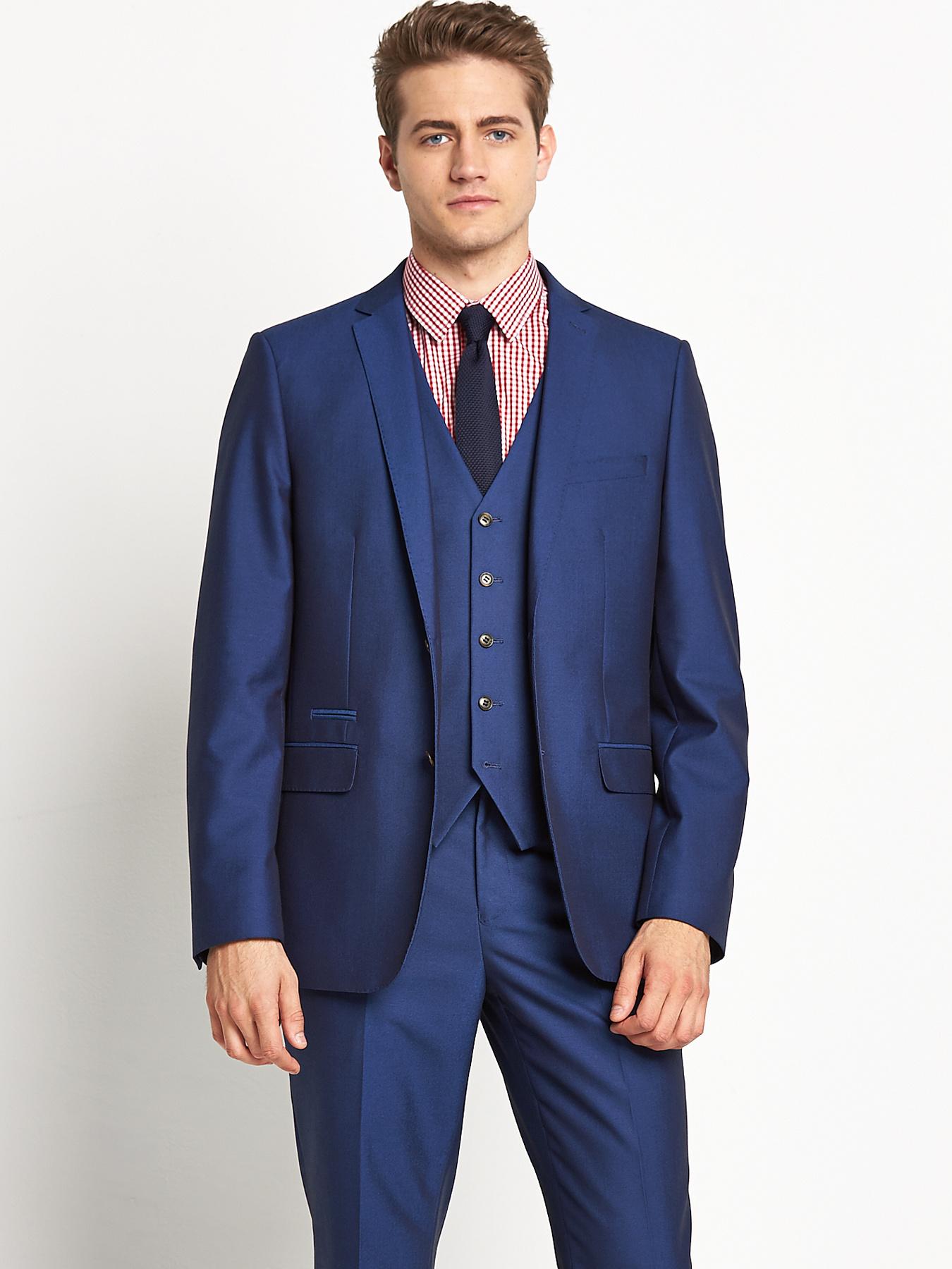 Mens Peak Lapel SB3 Tonic Suit Jacket, Blue Mens Peak Lapel SB3 Tonic Suit Jacket, Blue