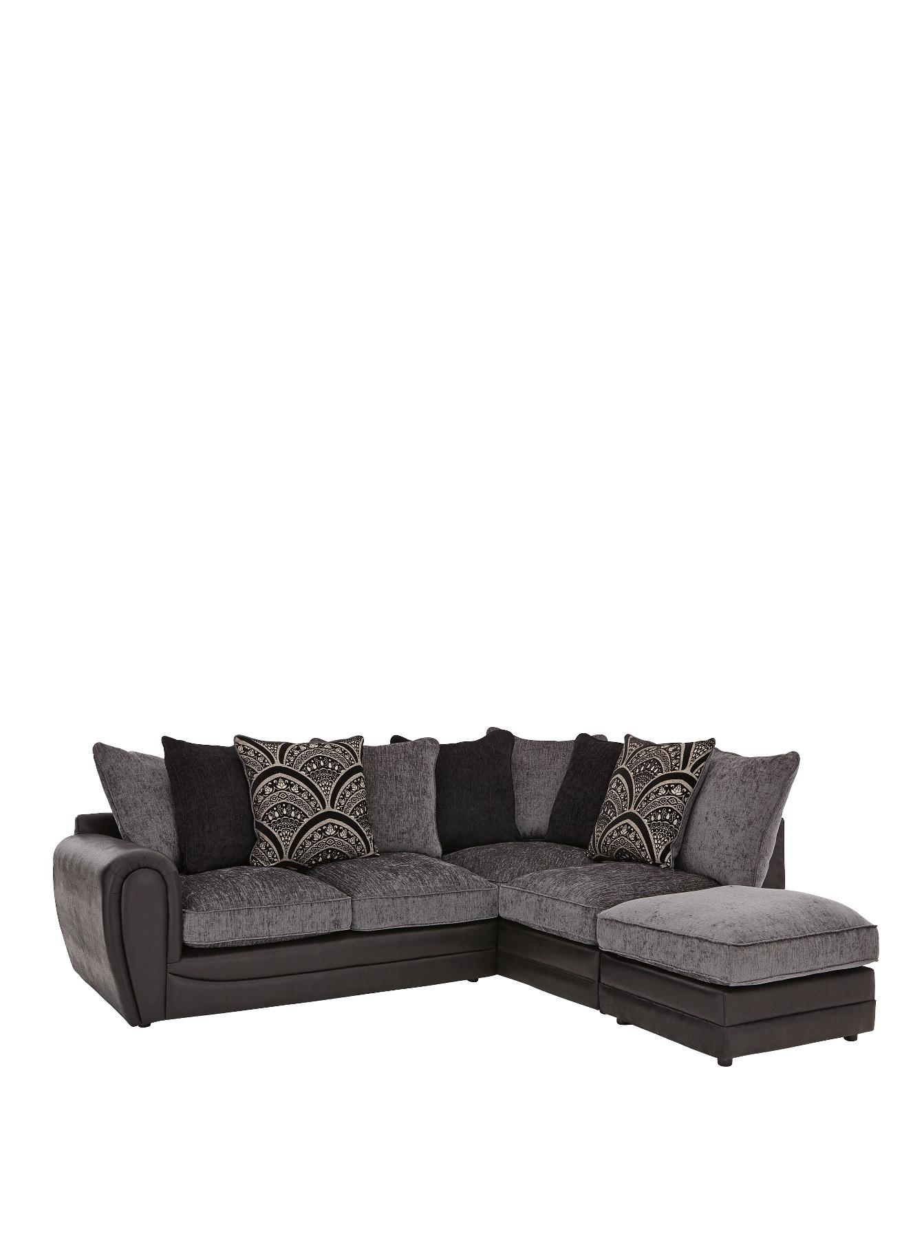 Gatsby Right Hand Single Arm Corner Chaise and Footstool, Grey,Black,Chocolate Gatsby Right Hand Single Arm Corner Chaise and Footstool, Grey,Black,Chocolate