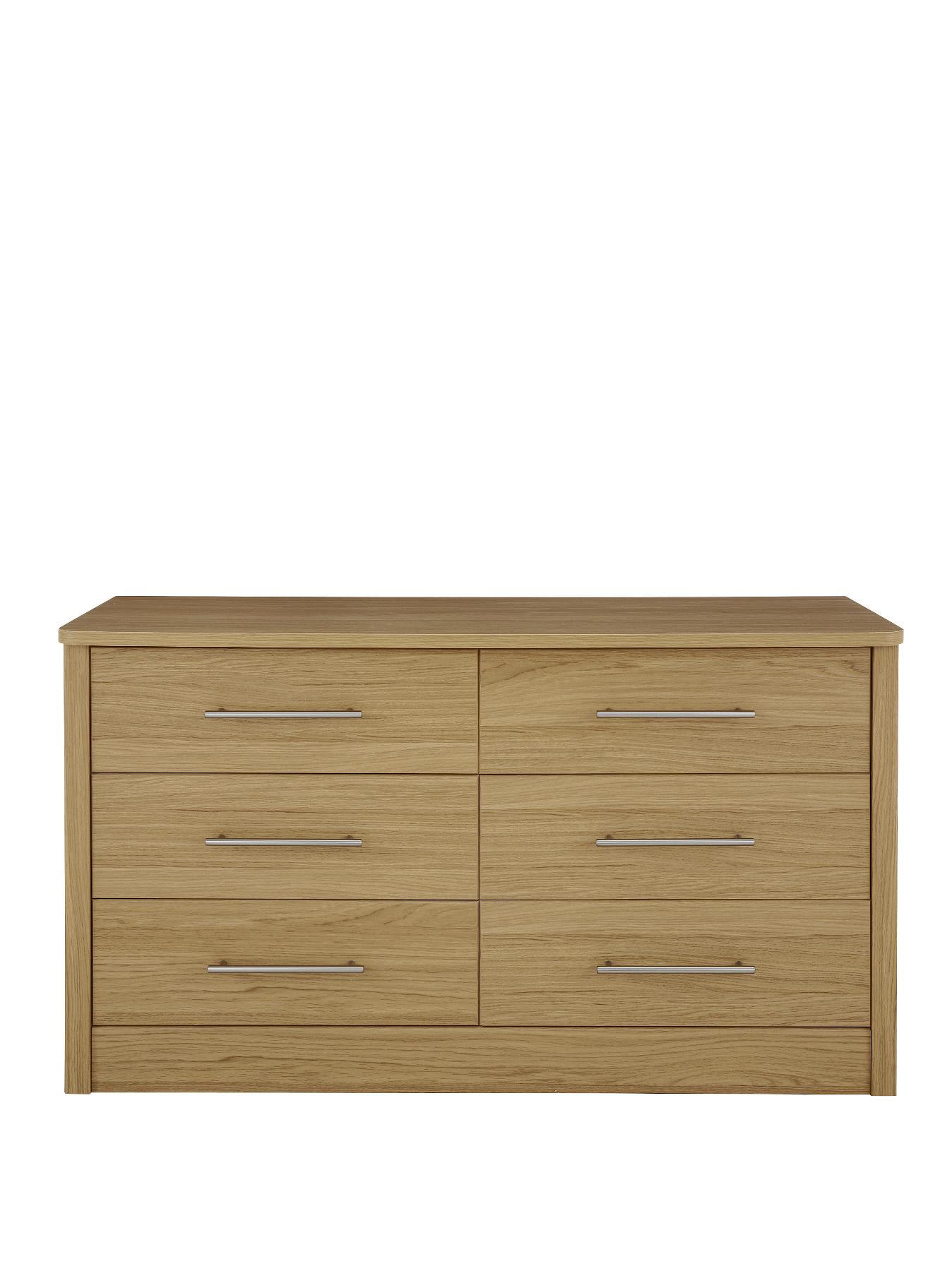 New Liberty Ready Assembled 3 + 3 Chest of Drawers, White,Black New Liberty Ready Assembled 3 + 3 Chest of Drawers, White,Black