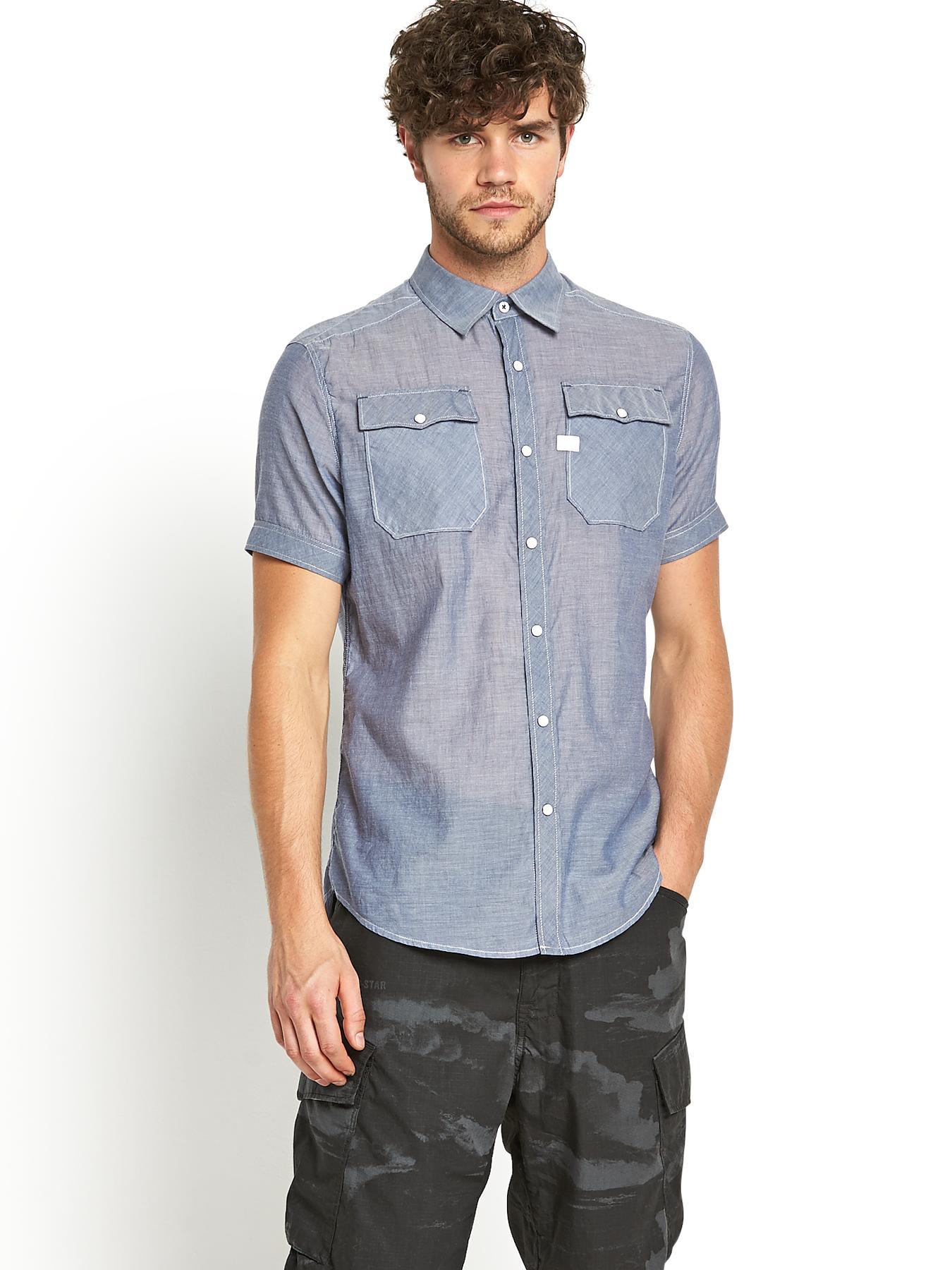 Landoh Mens Short Sleeve Shirt - Royal Blue, Blue Landoh Mens Short Sleeve Shirt - Royal Blue, Blue