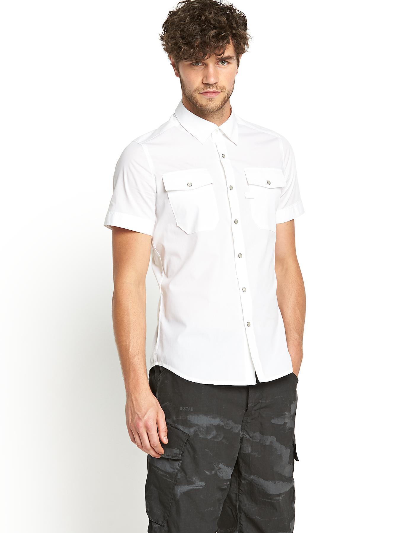 Landoh Mens Short Sleeve Shirt - White, White Landoh Mens Short Sleeve Shirt - White, White