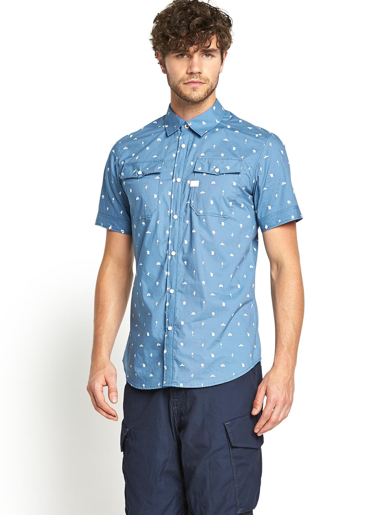Landoh Mens Printed Short Sleeve Shirt Landoh Mens Printed Short Sleeve Shirt