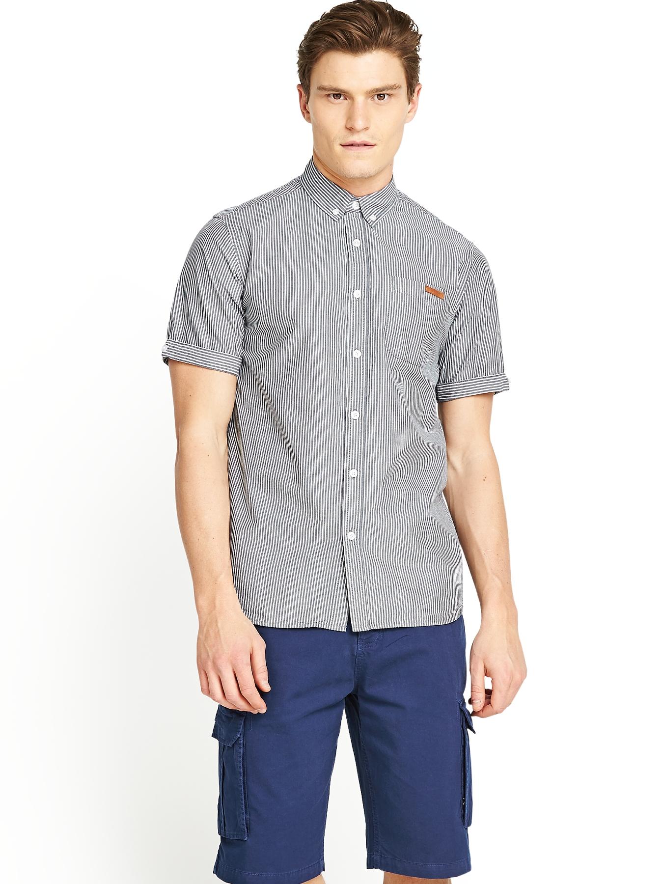 Mens Pelham Stripe Shirt - Charcoal, Charcoal Mens Pelham Stripe Shirt - Charcoal, Charcoal
