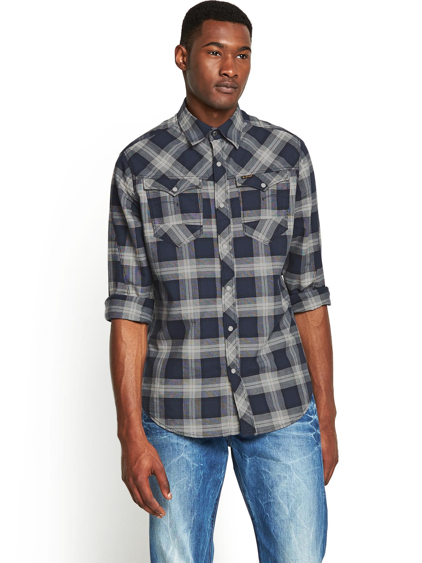 Mens Arc 3D Long Sleeve Check Shirt, Blue Mens Arc 3D Long Sleeve Check Shirt, Blue