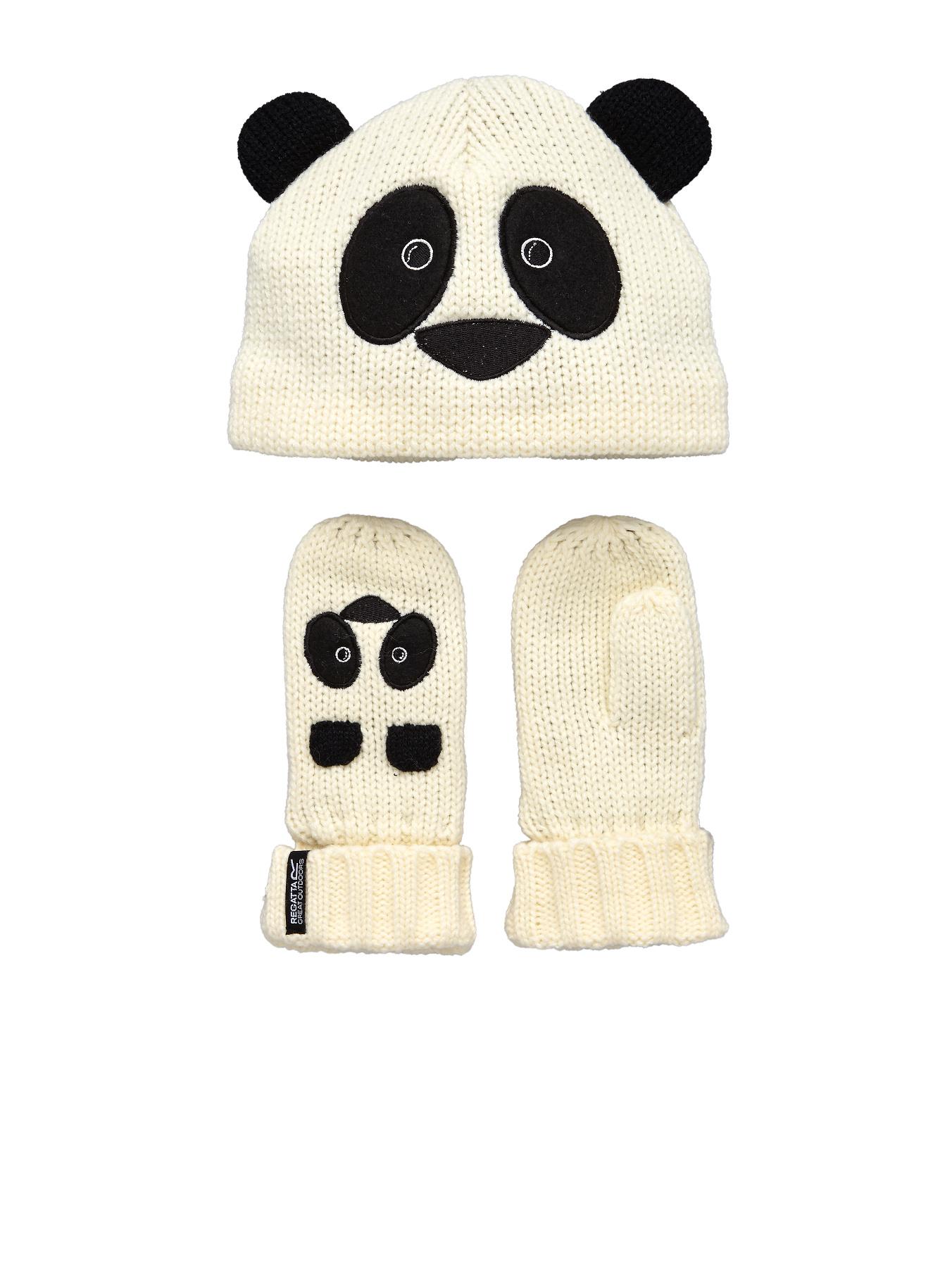 Little Kids Panda Hat/Glove Set, Black Little Kids Panda Hat/Glove Set, Black