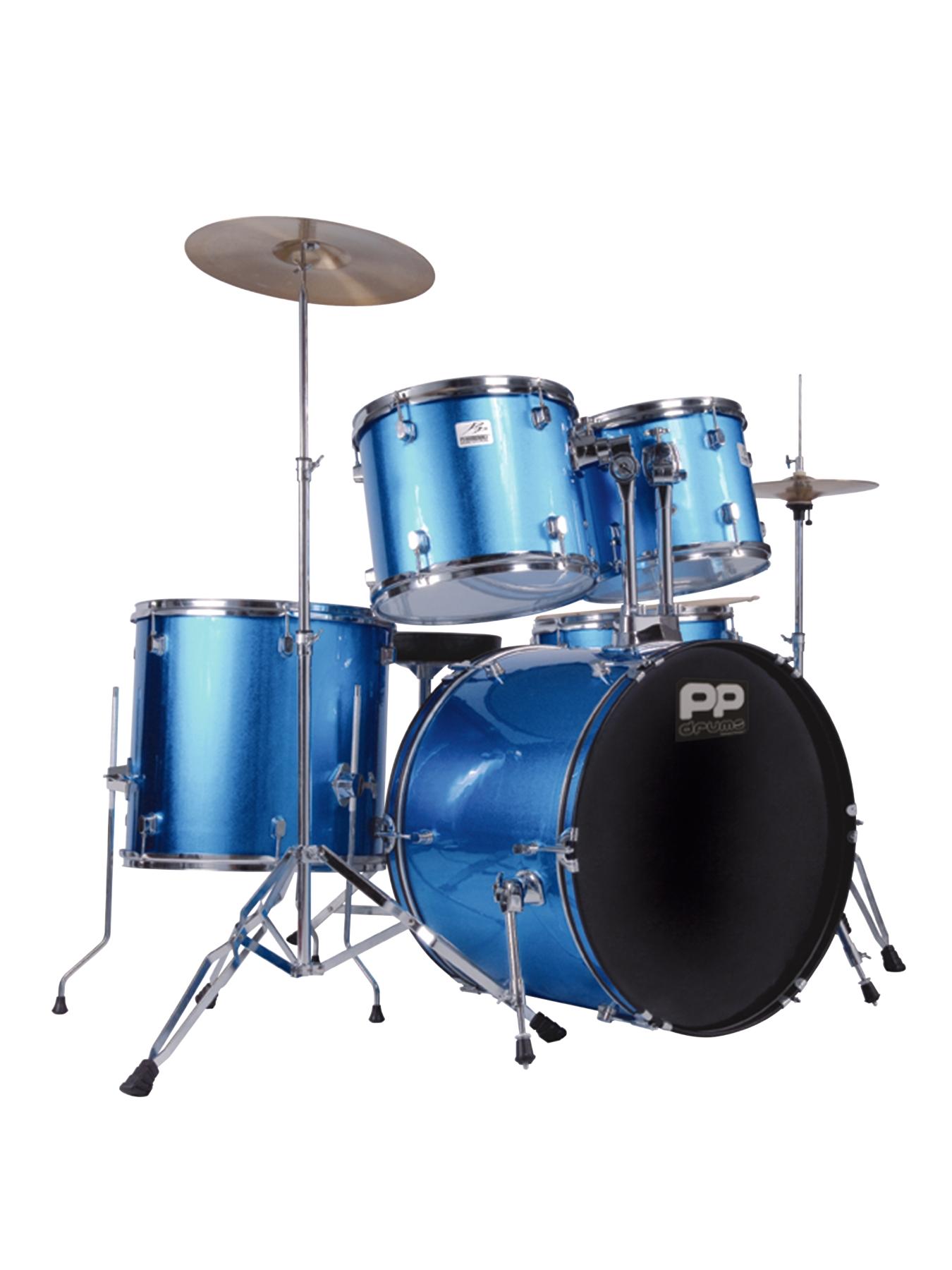 Full Size 5-piece Drum Kit Musical Instrument - Blue Full Size 5-piece Drum Kit Musical Instrument - Blue