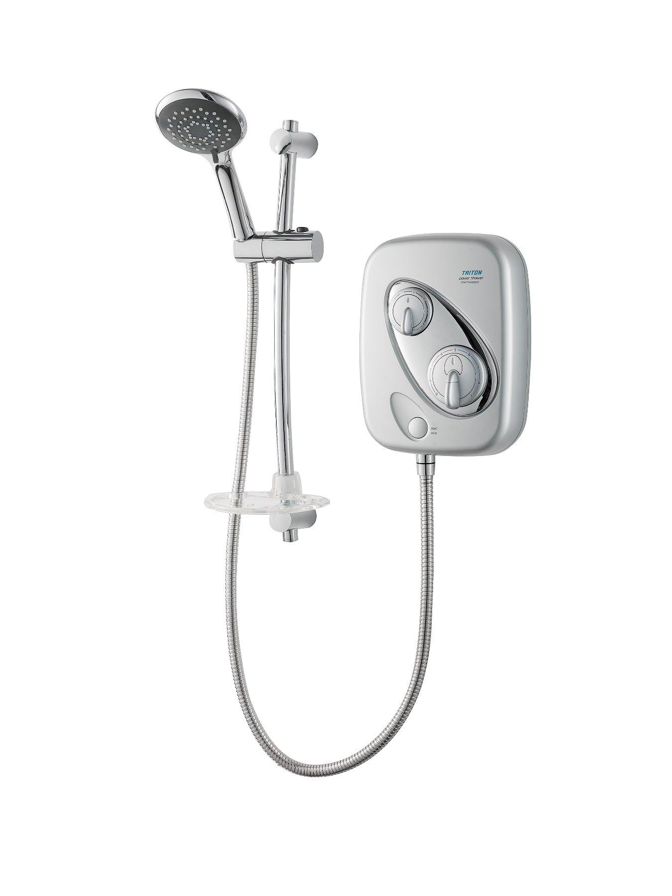 Thermostatic Power Shower - Satin, White Thermostatic Power Shower - Satin, White