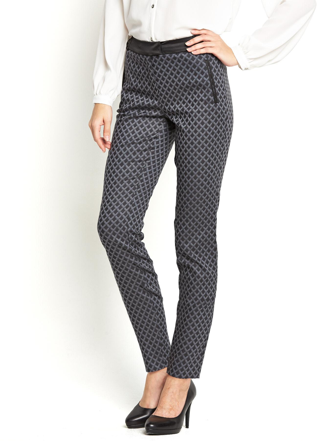 Jacquard 7/8 Crop Trousers, Black Jacquard 7/8 Crop Trousers, Black