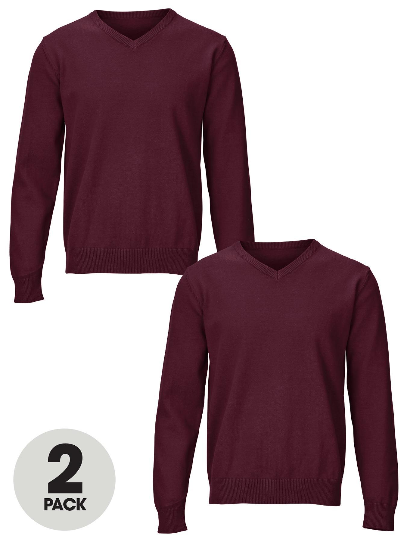 Essential Cotton V-neck Jumpers (2 Pack), Grey,Black,Green,Red,Navy Essential Cotton V-neck Jumpers (2 Pack), Grey,Black,Green,Red,Navy