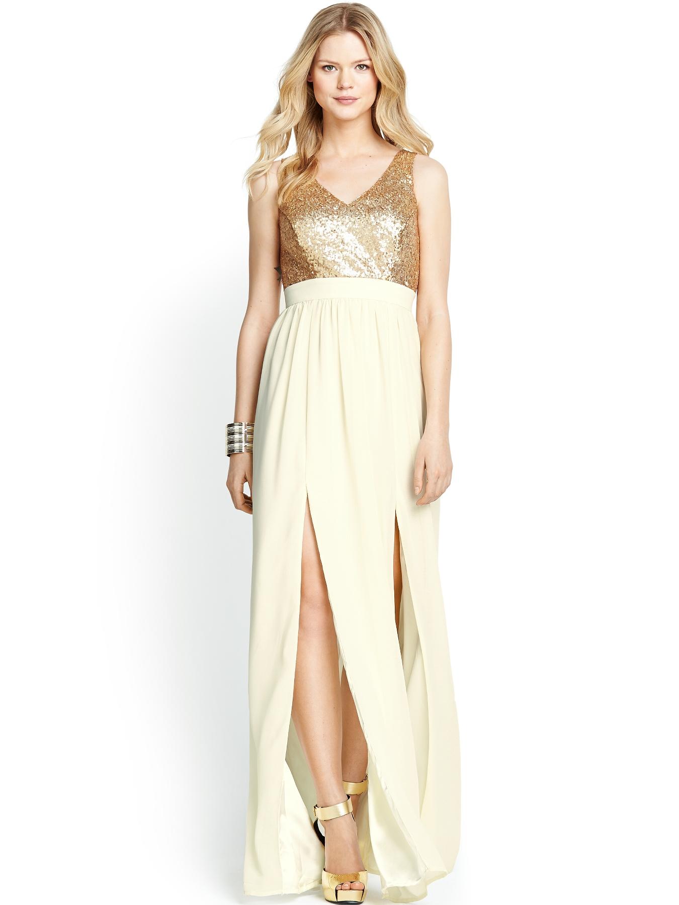 Sequin Top Maxi Dress creamgold Definitions Maxi Dress with Sequin ...