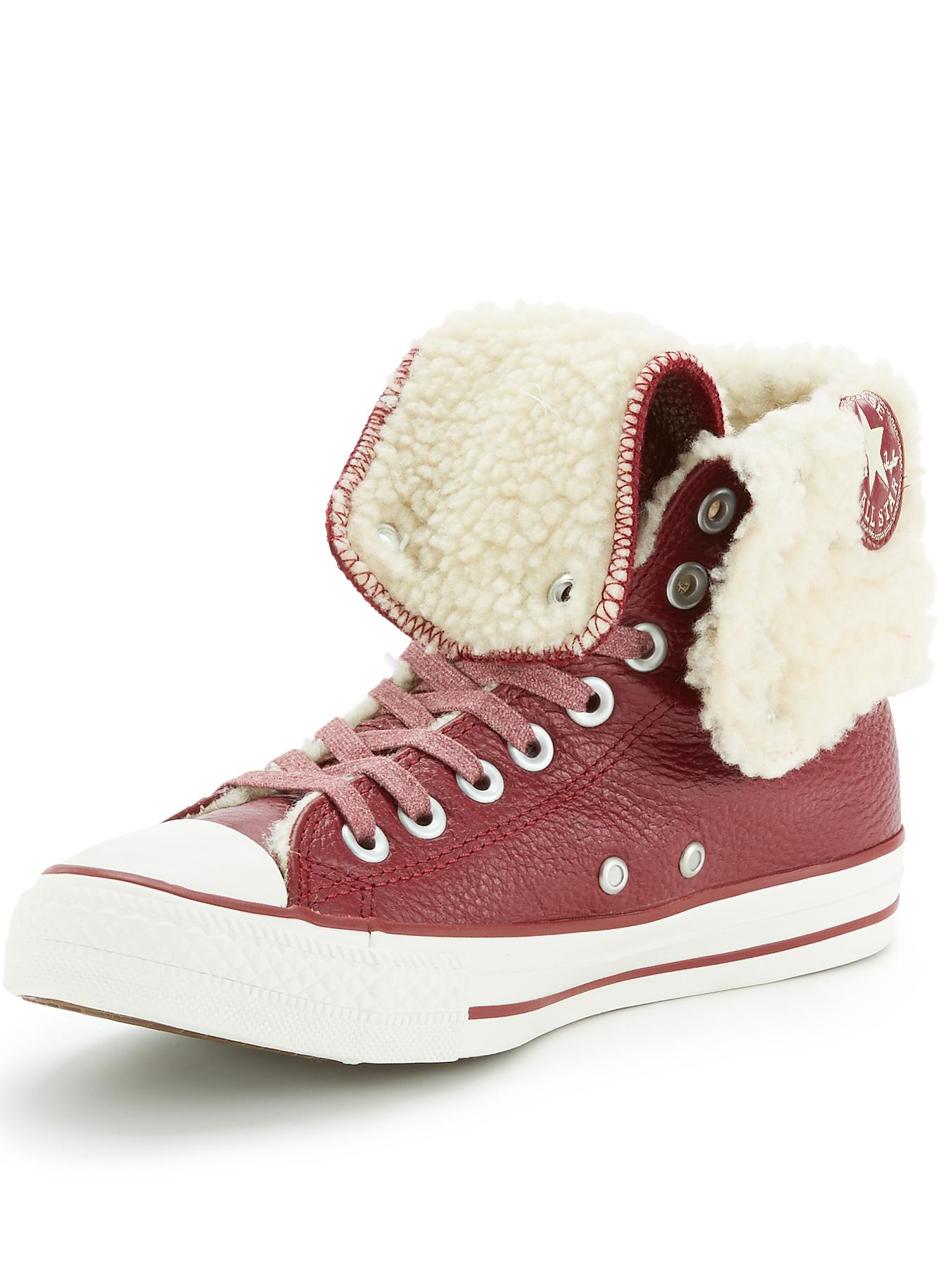 Chuck Taylor All Star Foldover Leather Trainers - Burgundy Chuck Taylor All Star Foldover Leather Trainers - Burgundy
