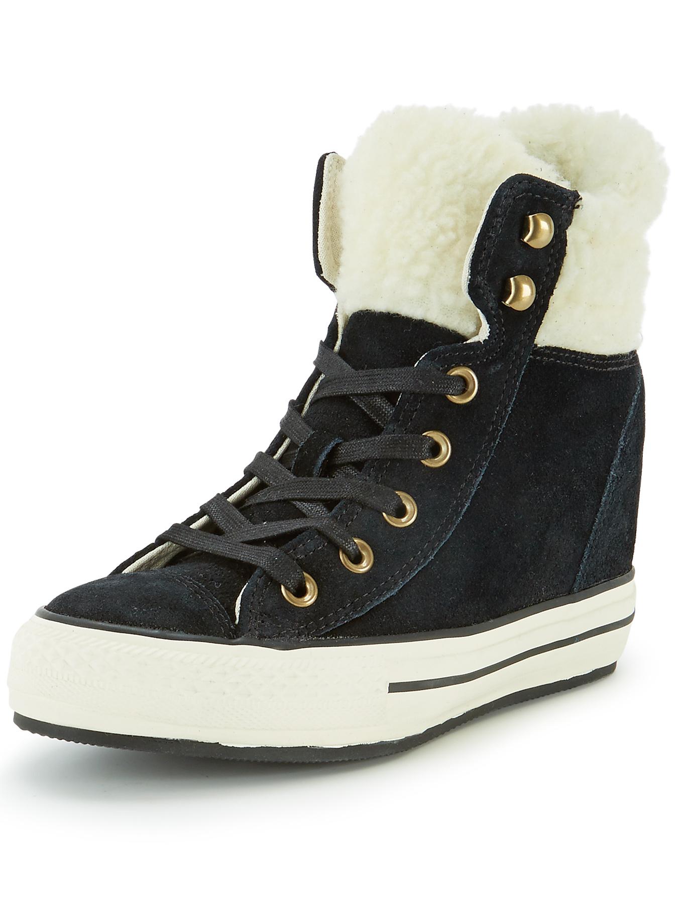 Chuck Taylor All Star Platform Faux Shearling Hi-Top Trainers, Black Chuck Taylor All Star Platform Faux Shearling Hi-Top Trainers, Black